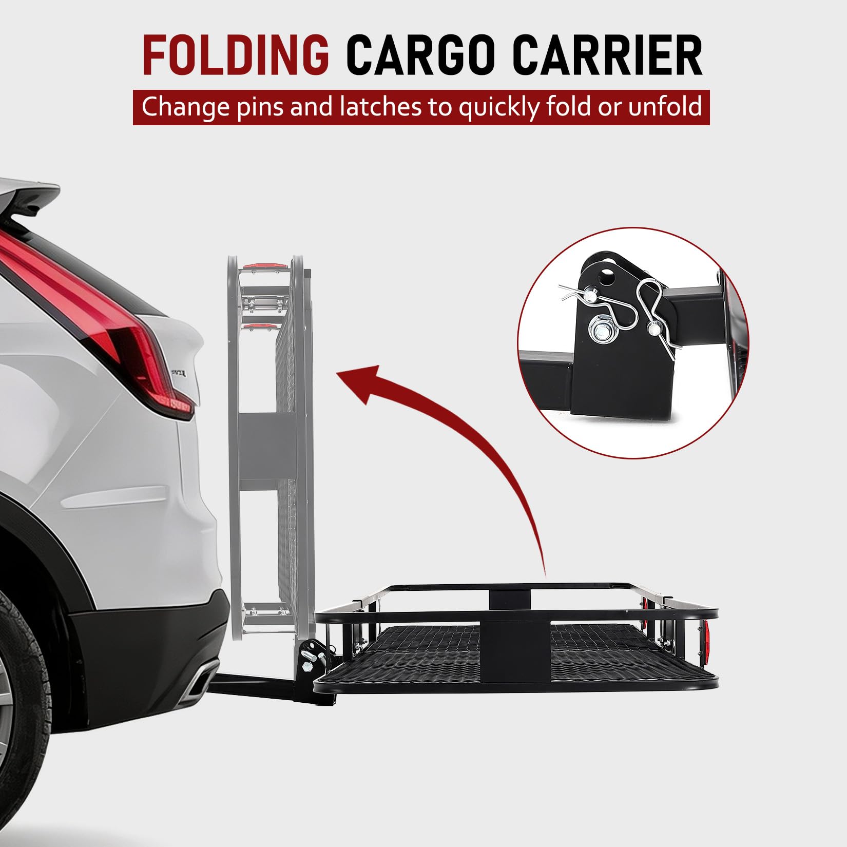 Garvee 70" x 30" Hitch Cargo Carrier, Heavy Duty Folding Cargo Basket, 500 Lbs Capacity, Carbon Steel, Black