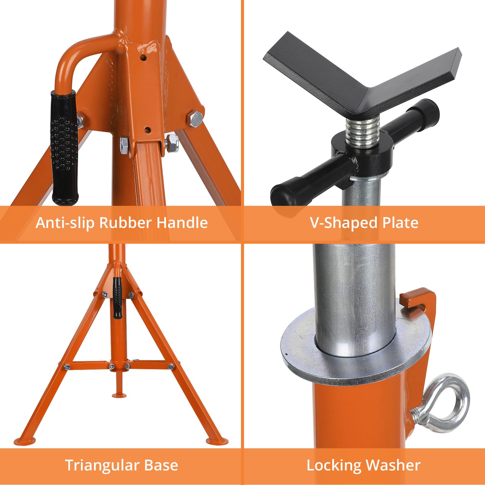 Garvee Heavy-Duty Pipe Jack Stand, 28 -52 Inch Adjustable Folding Pipe Stand, Ideal for Welding, Automotive, and Construction Projects - 2500 Lbs (Orange))