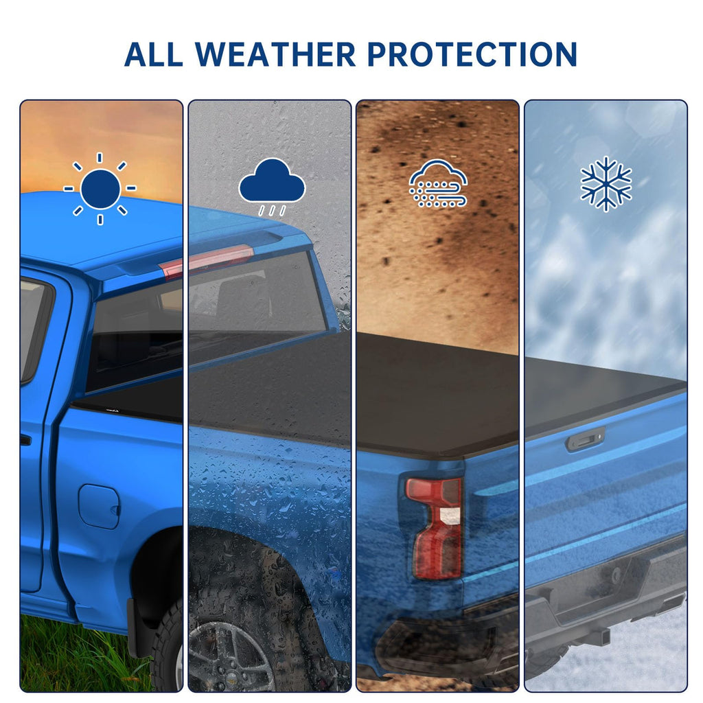 Garvee 2019-2023 Silverado/Sierra 1500, Soft Tri-Fold Bed Tonneau Cover - 5.8ft Bed