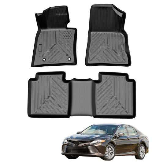 Garvee 2018-2024 Camry FWD TPE Mats, 1st & 2nd Row, All-Weather, Black