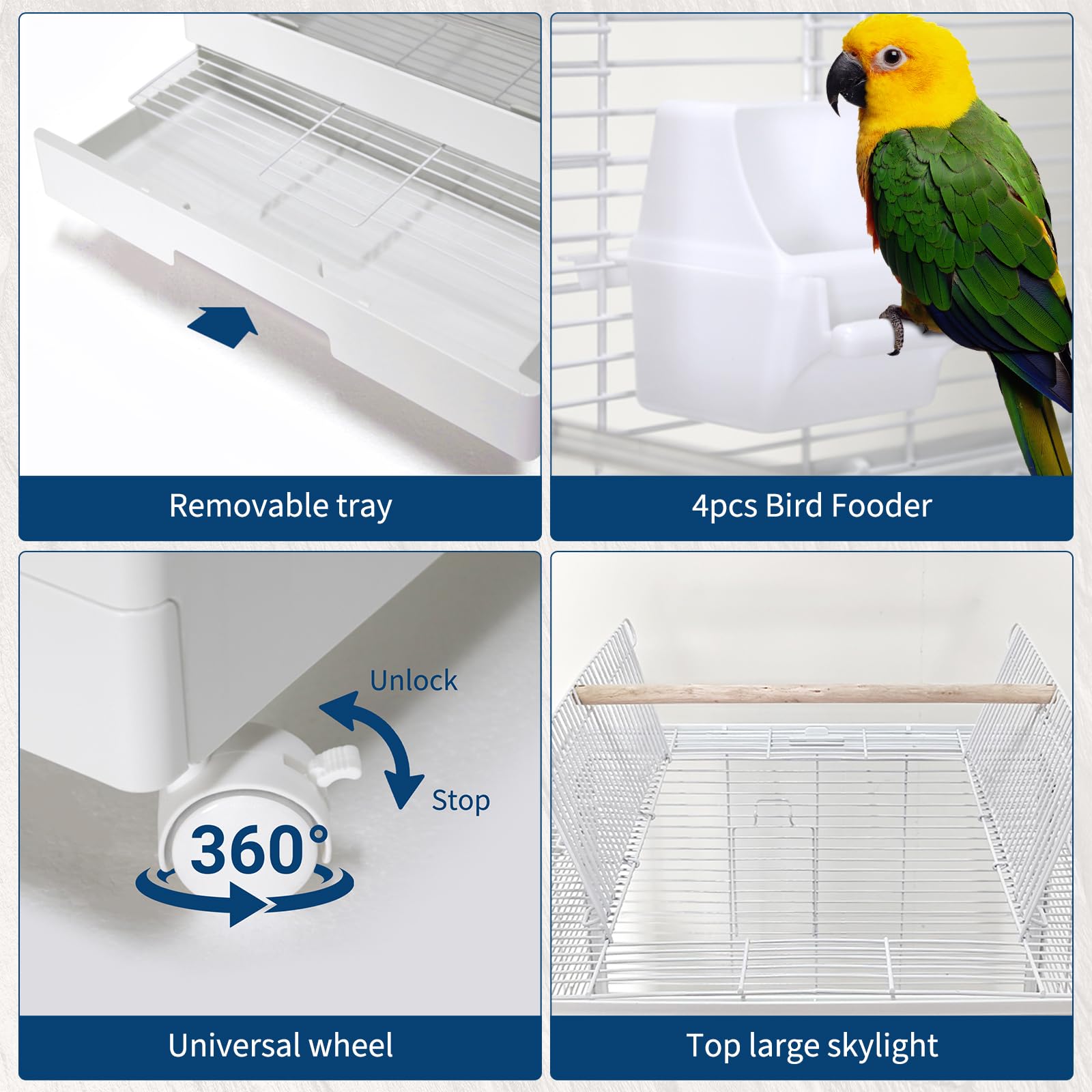 Garvee Small Bird Cage with Wheels, 40 Inch Parakeet Cage with Top Stand, 3 in 1 Bird Carrier for Small Birds, Green