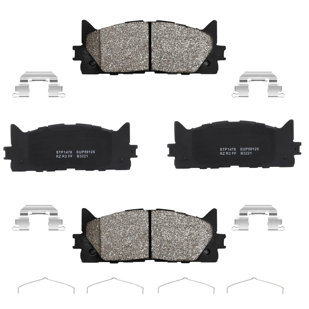 Garvee Premium Ceramic Rear Disc Brake Pads: 4 Pcs, Compatible with 2009-2013 Matrix, 2006-2018 RAV4, 2009-2010 Vibe, 2007-2019 Camry, 2008-2019 Avalon