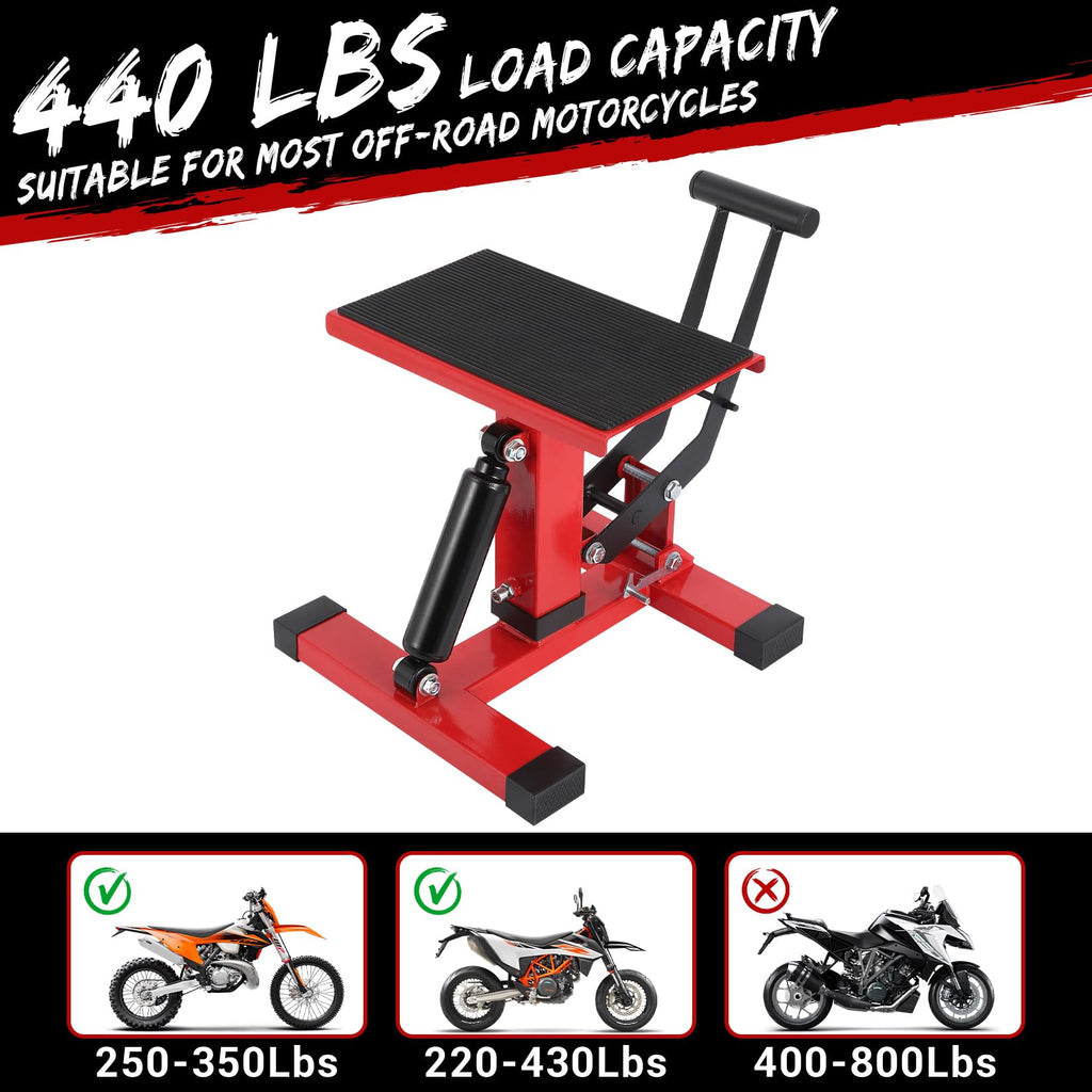 Garvee Dirt Bike Lift Stand, 440 lbs Capacity Motorcycle Jack Lift Stand Hydraulic Lift Operation, Adjustable Height Hoist Table,Quick Lift for Dirt Bike Repair&Maintenance, Dirt Bike Accessories