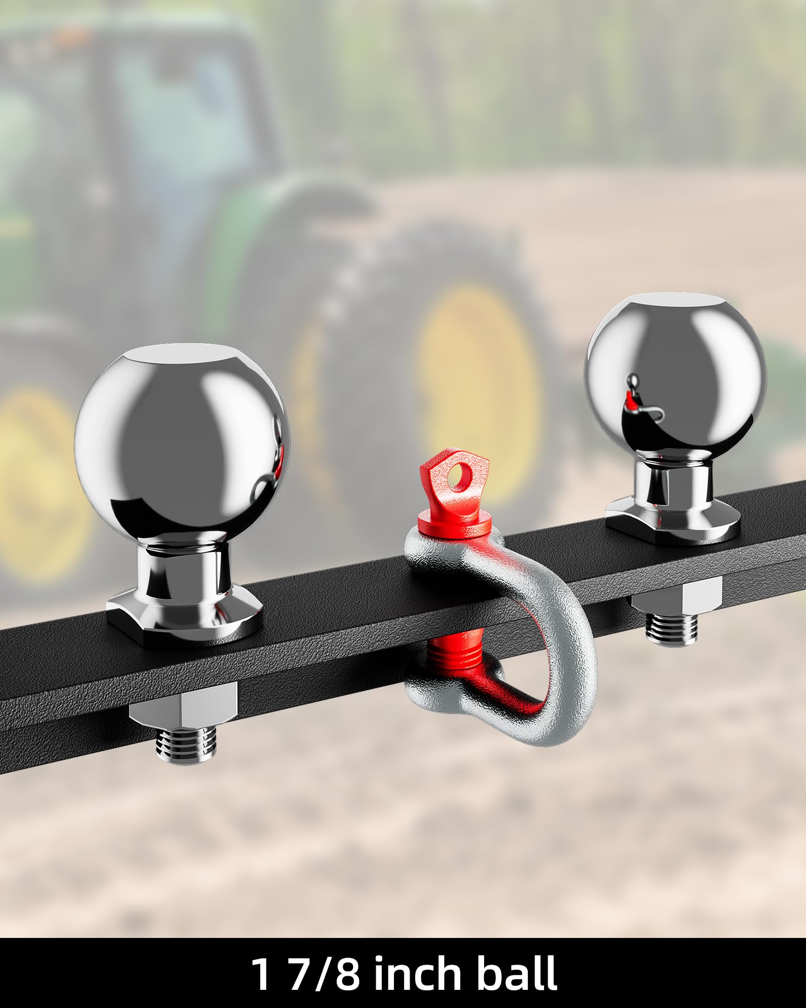 Garvee 3 Point Hitch Receiver with 2 Trailer Hitch Balls for Category 1, Compatible with Kubota, BX, LM25H, WLM Tractor, NorTrac, Yanmar, Kioti, Cat, John Deere