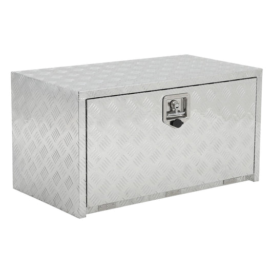 Garvee  24"X18" Heavy Duty Aluminum Tool Underbody Box Waterproof Truck Storage Organizer Chest for Pick Up Truck Bed RV Trailer, Silver
