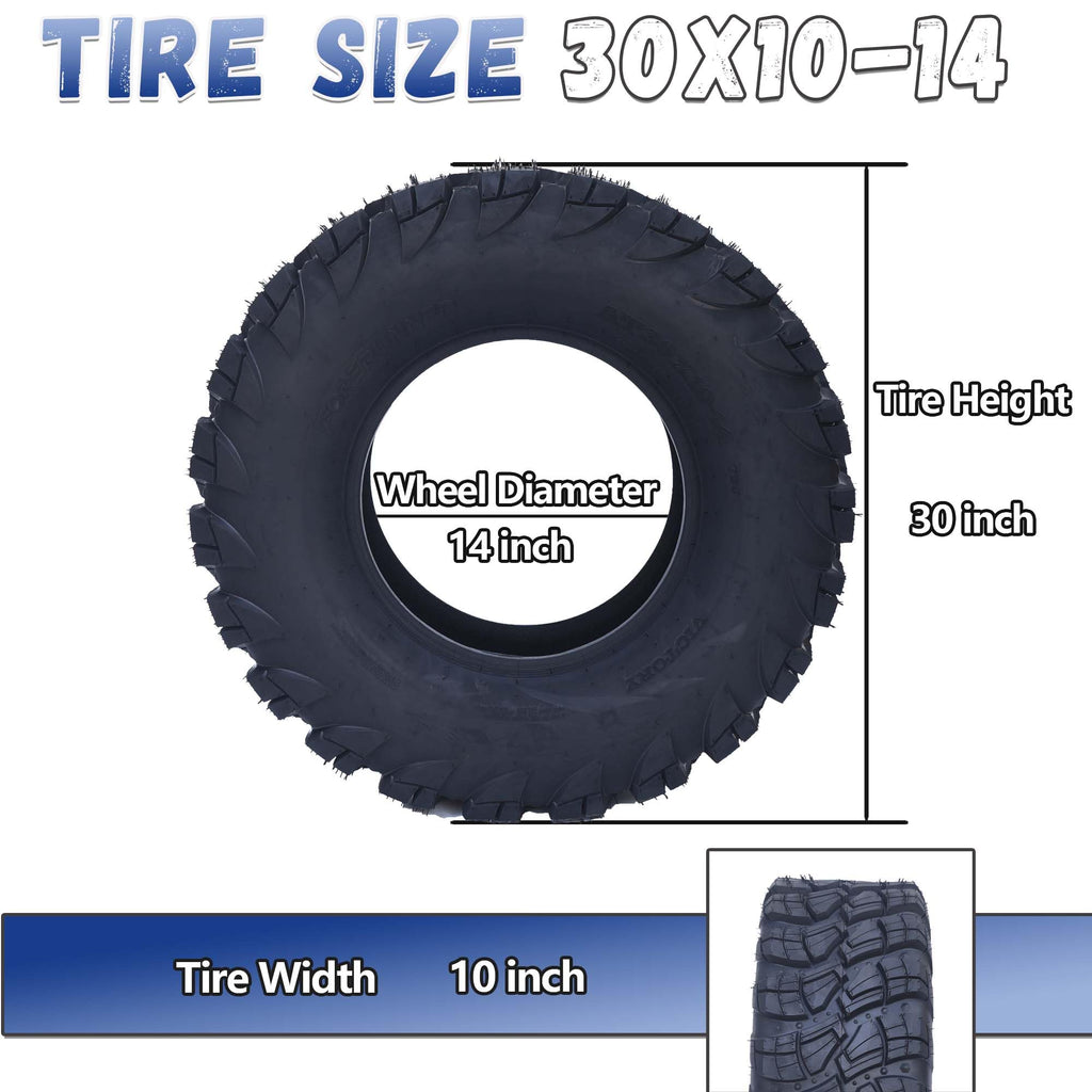 Garvee Set of 2 ATV Trail Tires 6PR Knobby Sport Tires, Tubeless - AT30x10-14-8PR TL VICTORY