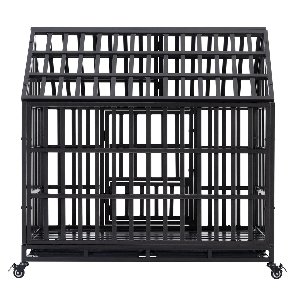 Garvee 43.3" Dog Cage Heavy-Duty Pet Crate With Roof And Front Door For Indoor Outdoor Use 43.3 Inches Black