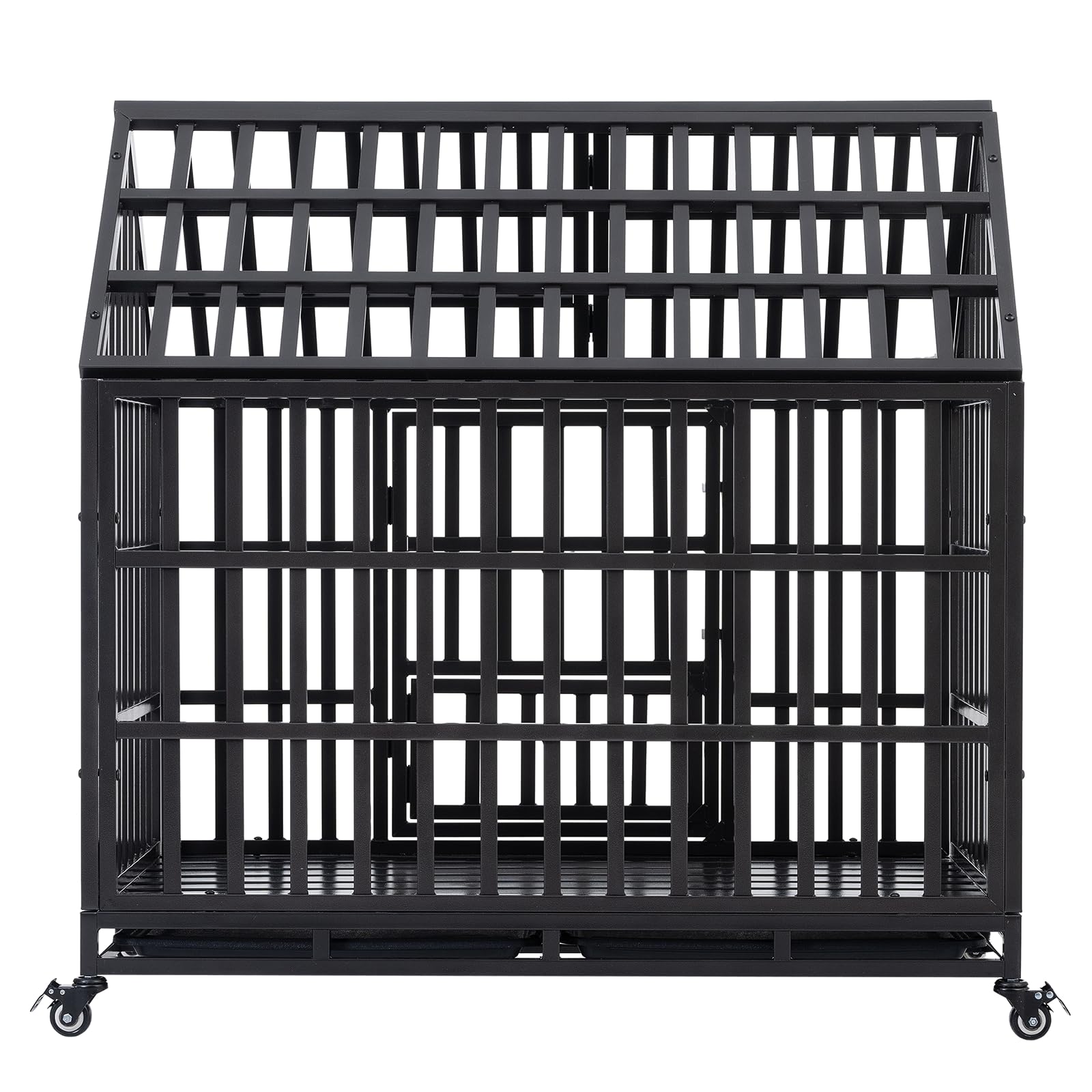 Garvee 43.3" Dog Cage Heavy-Duty Pet Crate With Roof And Front Door For Indoor Outdoor Use 43.3 Inches Black