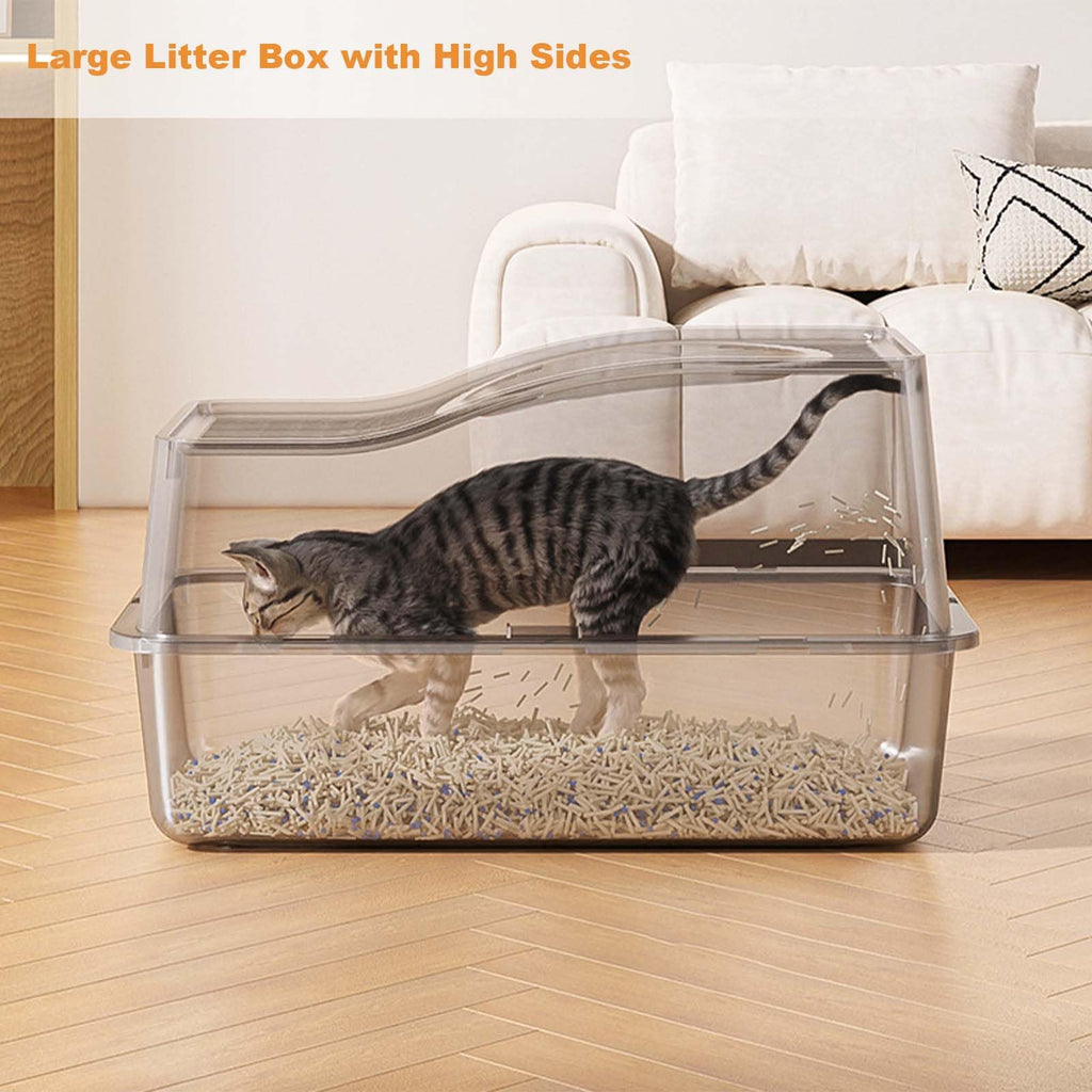 Garvee Stainless Steel Cat Litter Box Fully Enclosed Top-Entry Large Cat Toilet White 60x40x39.5cm