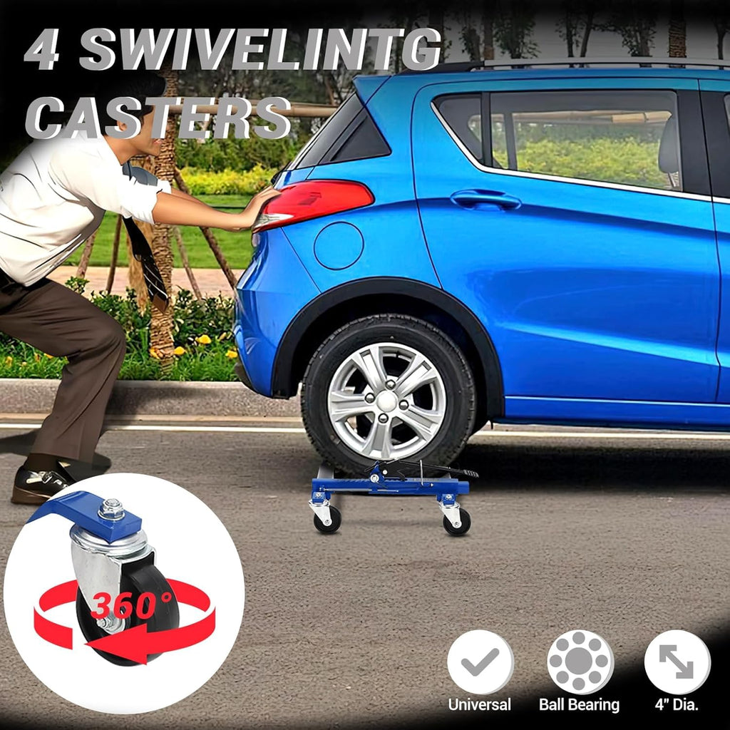 Garvee Car Wheel Dolly Jack Set of 2, Hydraulic 1500-Lbs Car Skates, 12'' Wheel Vehicle Positioning Jack, Heavy Duty Rollers with Foot Pedal for Tire Auto Repair Moving