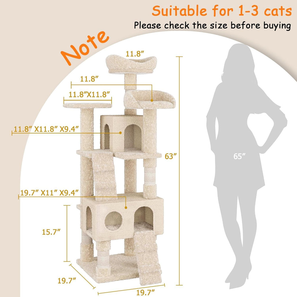 Garvee Cat Tree Tower, Multi-Level Cat Tower with Top Perch, Ladders, and Spacious Condo for Small and Large Cats