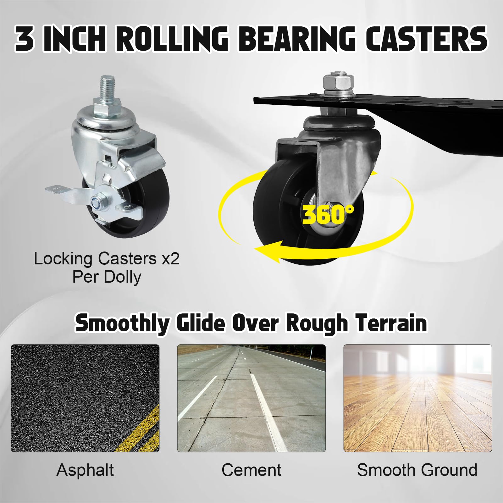 Garvee Black Car Dollies Set of 4, Heavy Duty Vehicle Wheel Dolly for Garage, 6000 LB Capacity, Steel, Black