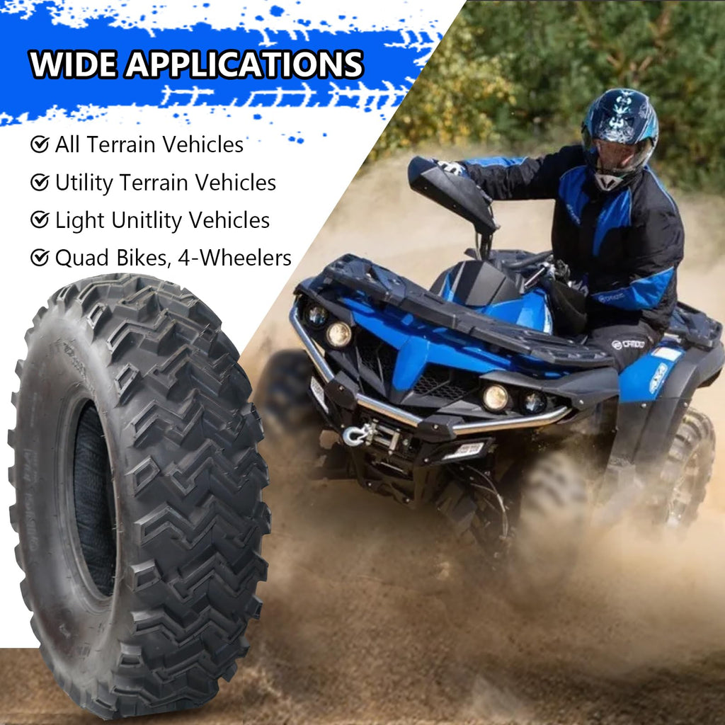 Garvee Set of 2 ATV UTV Tires 25X10-12, 6PR All Terrain 25x10x12 ATV UTV Off-Road Tires, Max Load 740 Lbs each Tire, Tubeless QD-115(S)