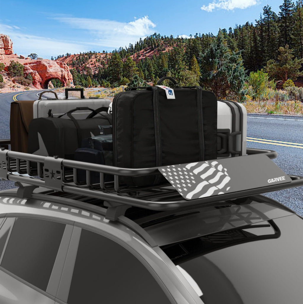 Garvee 64" x 50" Universal Roof Rack Basket, Heavy Duty Rooftop Cargo Carrier for SUVs, Trucks, Vehicles, Black