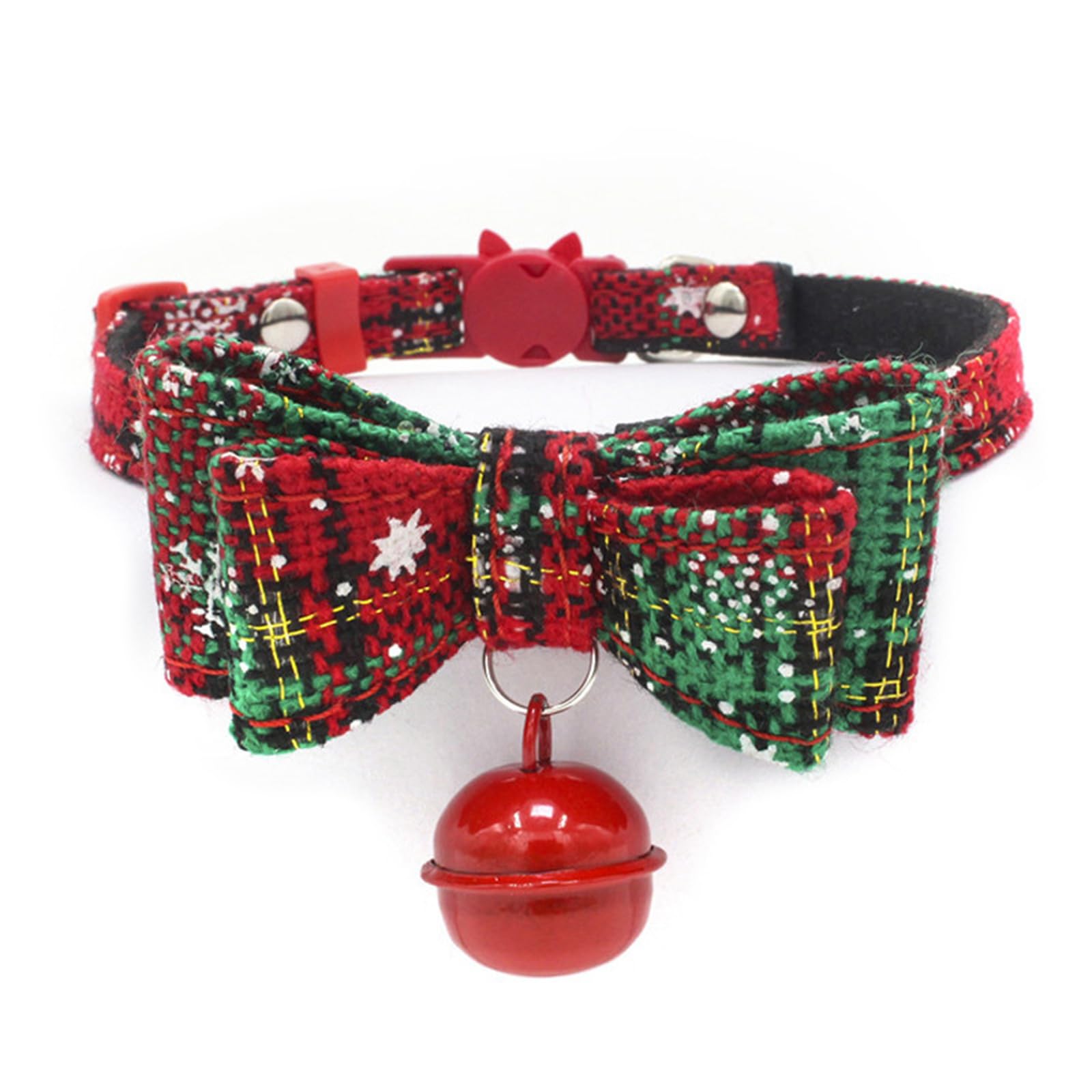Garvee Dog Christmas Collar with Bells Cute Bow Tie Adjustable 27-40cm Neck Circumference Pet Collar Neck Accessories Green