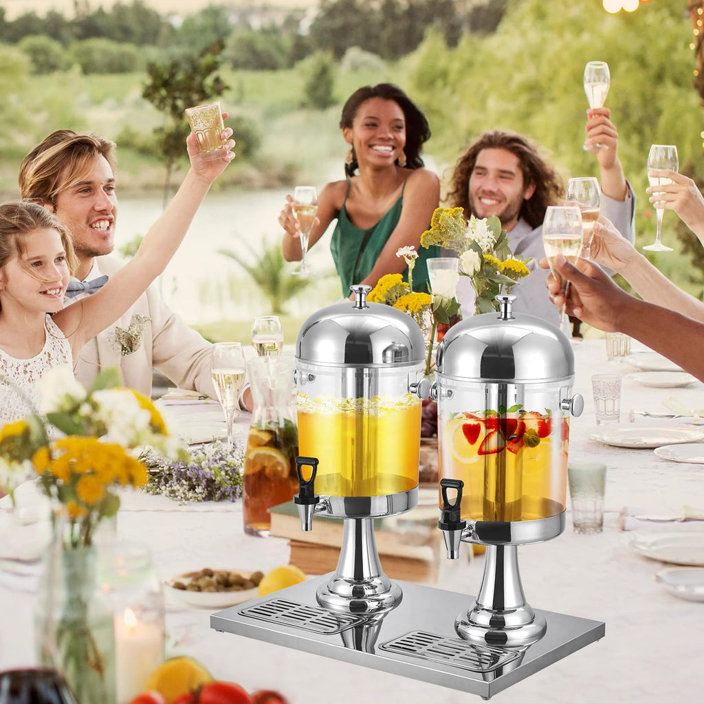 Garvee 4.4 Gallon Beverage Dispenser with Ice Core Stainless Steel Large Cold Drink Dispenser for Parties Weddings Events