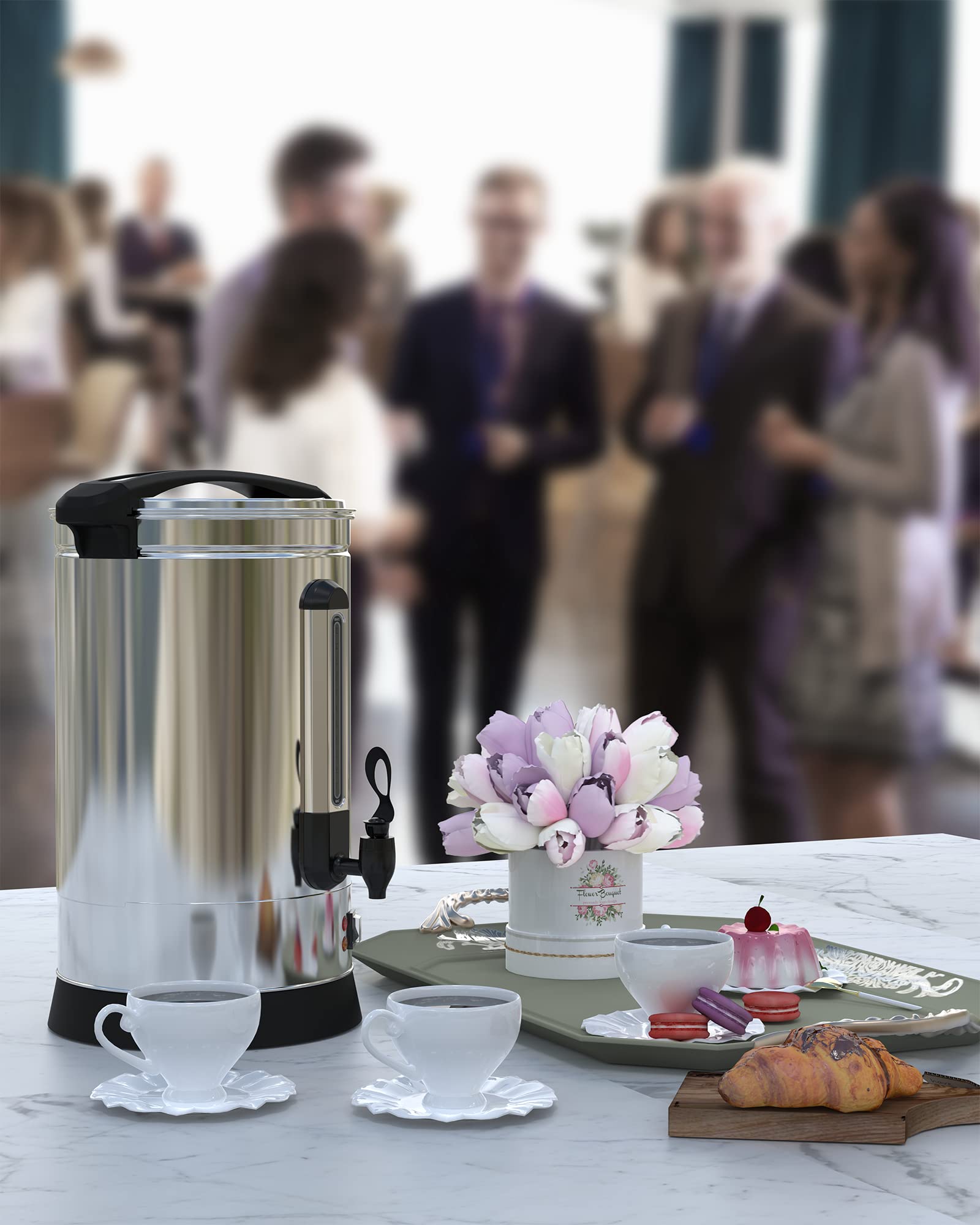 Garvee 18L(120Cup)Coffee Pot, Stainless Steel Coffee Urn with Silicone Faucet for Parties, Office, Catering Events, Meeting Rooms