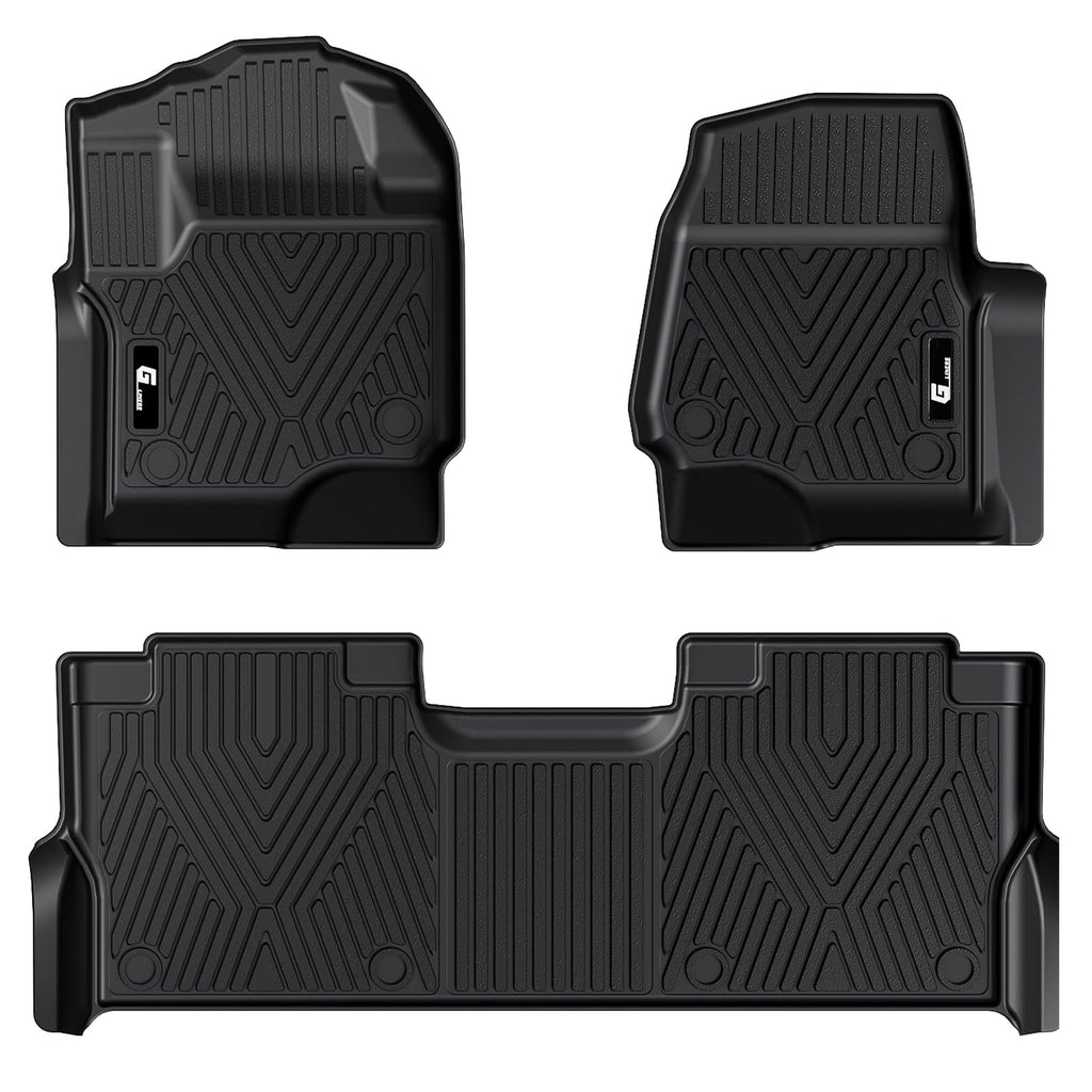 Garvee Floor Mats for 2017-2024 Ford F-250/F-350 SuperCrew Cab, All Weather TPE Truck Liners, Front & Rear Row, Black
