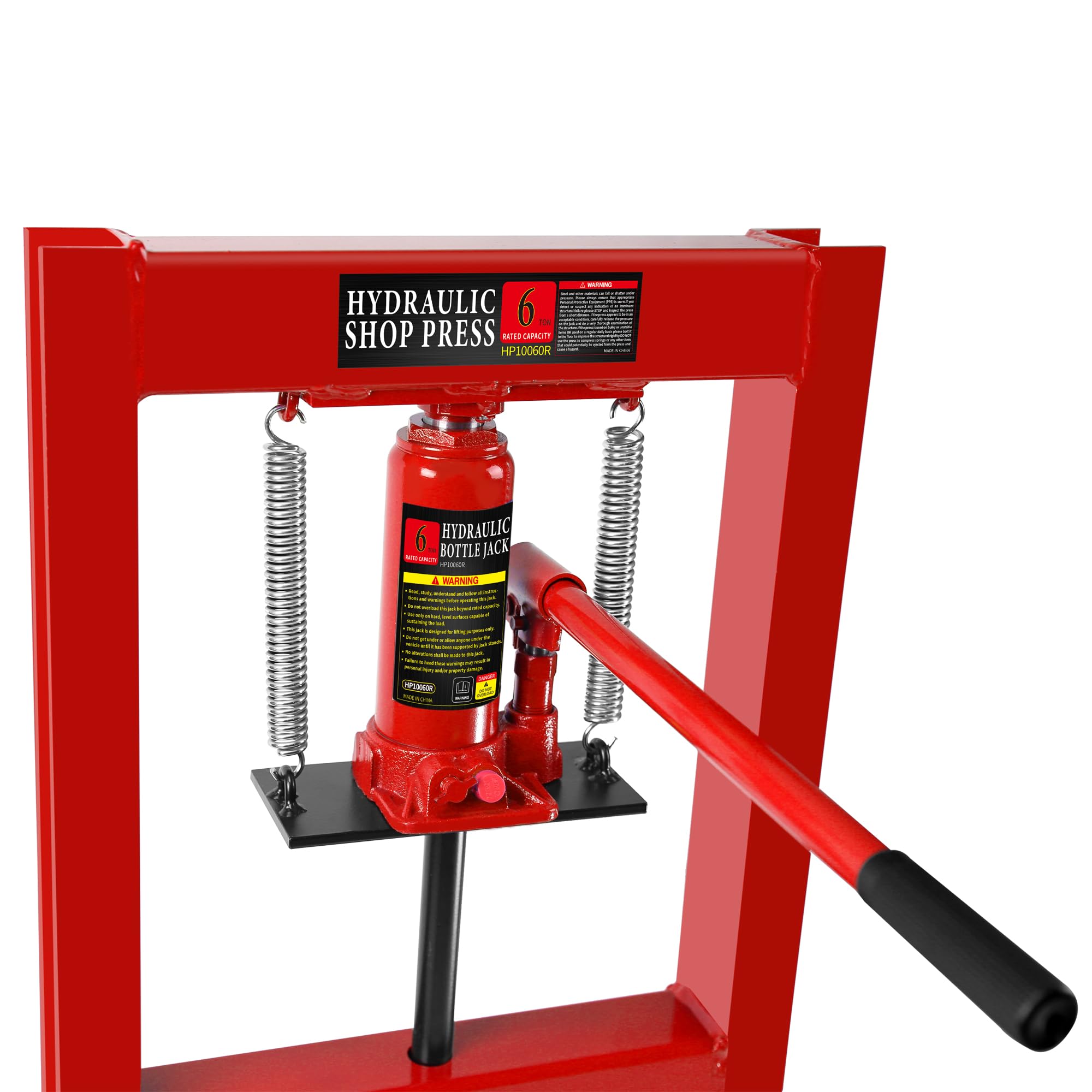 Garvee Hydraulic Press 6 Ton H-Frame Adjustable Shop Press With Stamping Plates For Garage Floor Metalworking, Black
