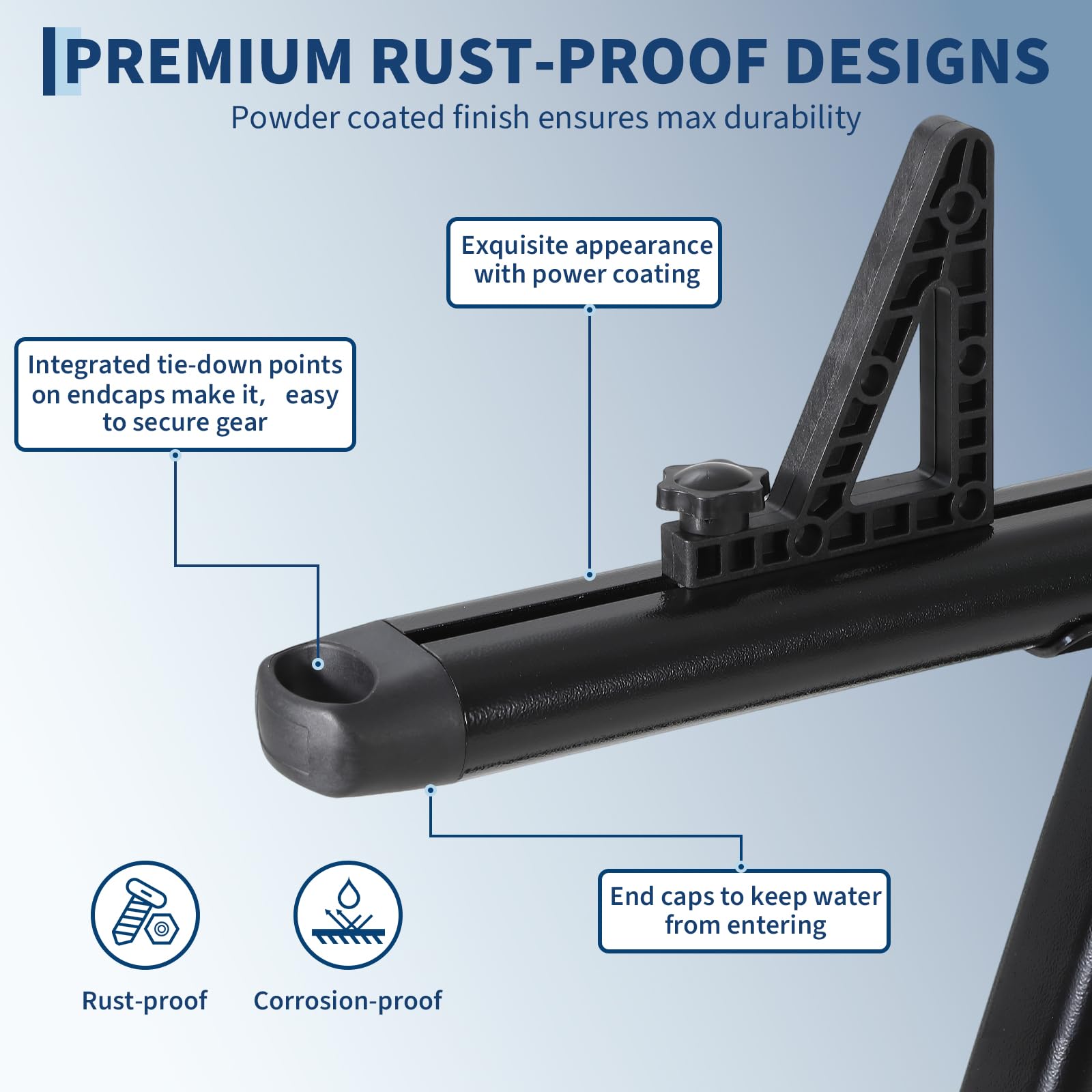 Garvee 35"-71" Adjustable Aluminum Truck Ladder Rack, Weatherproof, No-Drill J-Bolts Two-Bar, Heavy-Duty Pickup Bed Rack for Ford, Chevy, Toyota, RAM, Black