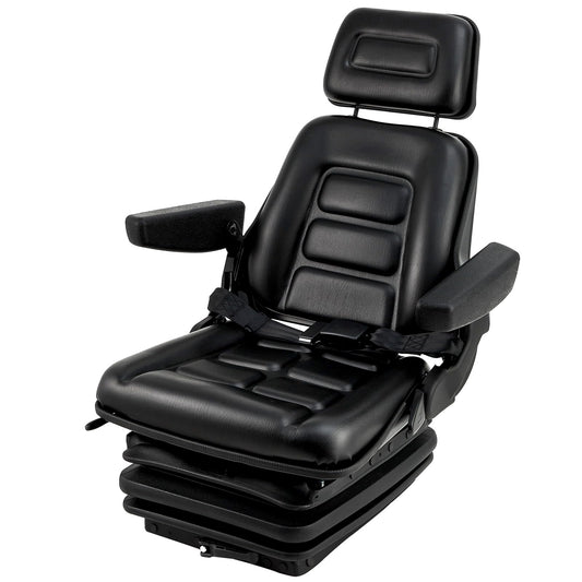 Garvee Adjustable Suspension Forklift Seat - Heavy-Duty Seat with Backrest, Headrest, Armrests, Slide Rails, and Enhanced Safety Features for Tractors, Forklifts, Excavators, and Skid Steers