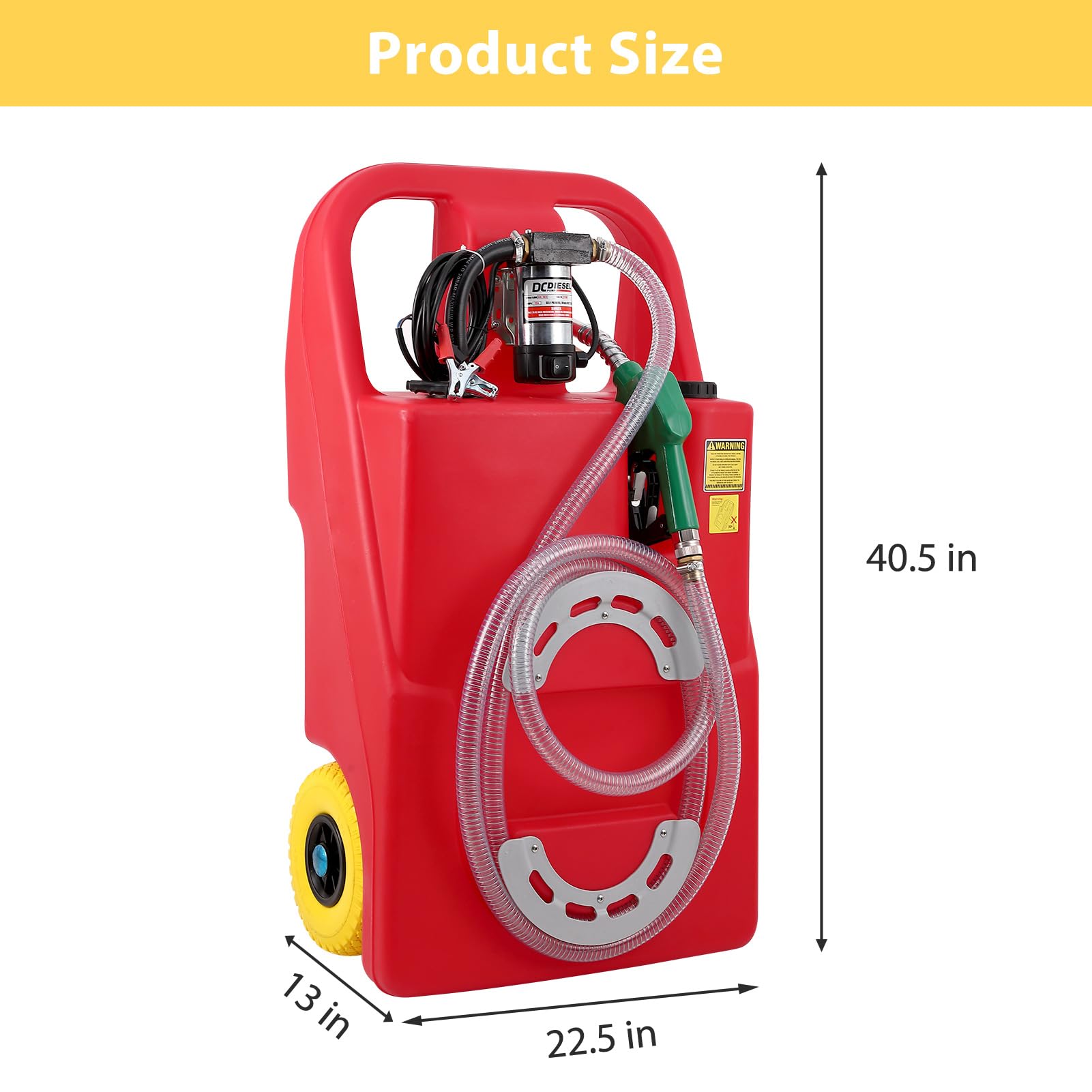 Garvee Fuel Caddy, 26 Gallon Portable Diesel Fuel Tank On-Wheels with Electric Fueling Nozzle & 360° Swivel Connector, Diesel Container with 12V DC 140W Transfer Pump for Cars, Trucks, Boats