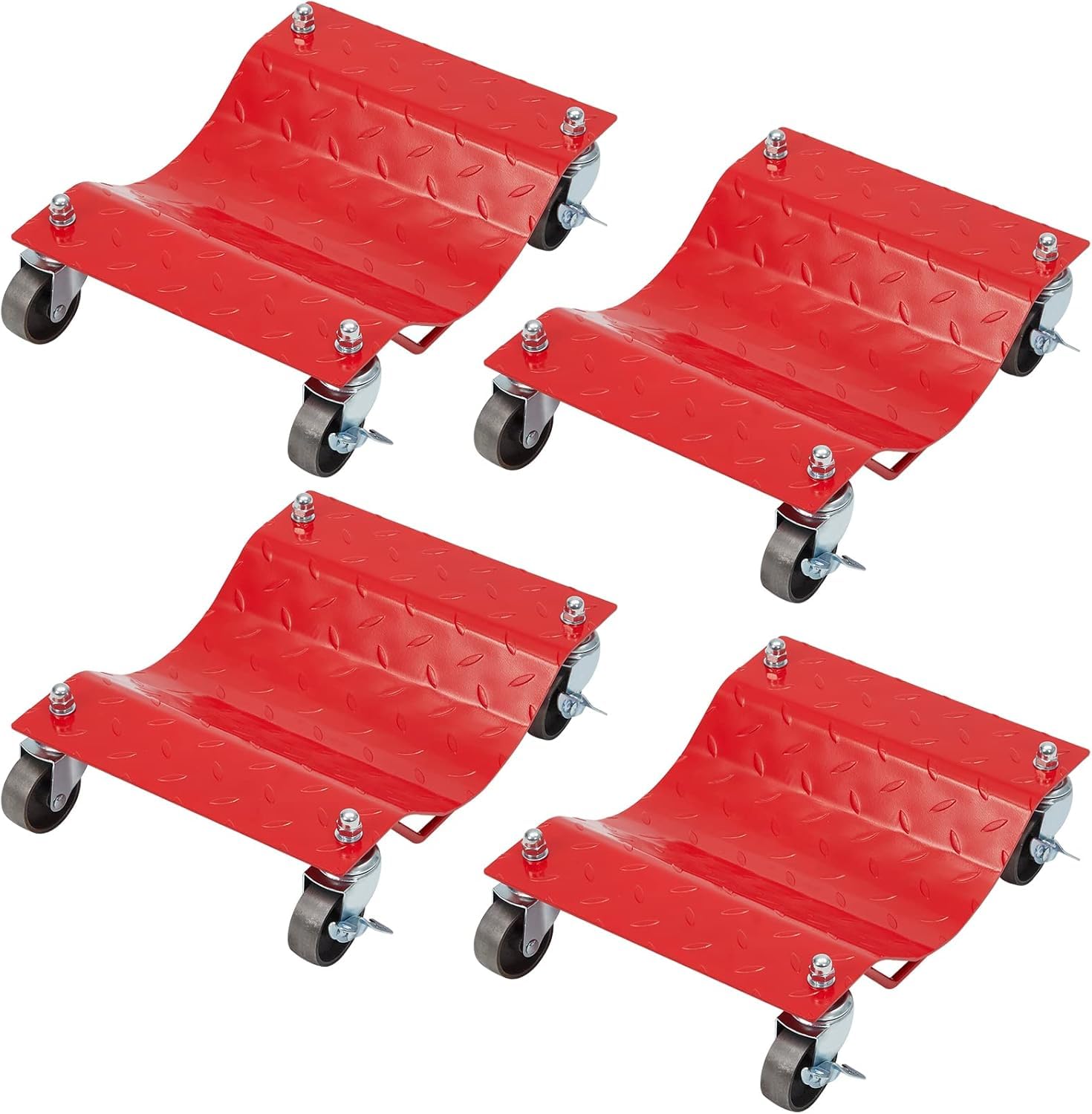 Garvee Car Dolly Set of 4, 6000LBS Capacity Wheel Dolly, Heavy Duty Vehicle Dolly Upgraded, Steel Tire Skates with Brakes, 4pcs