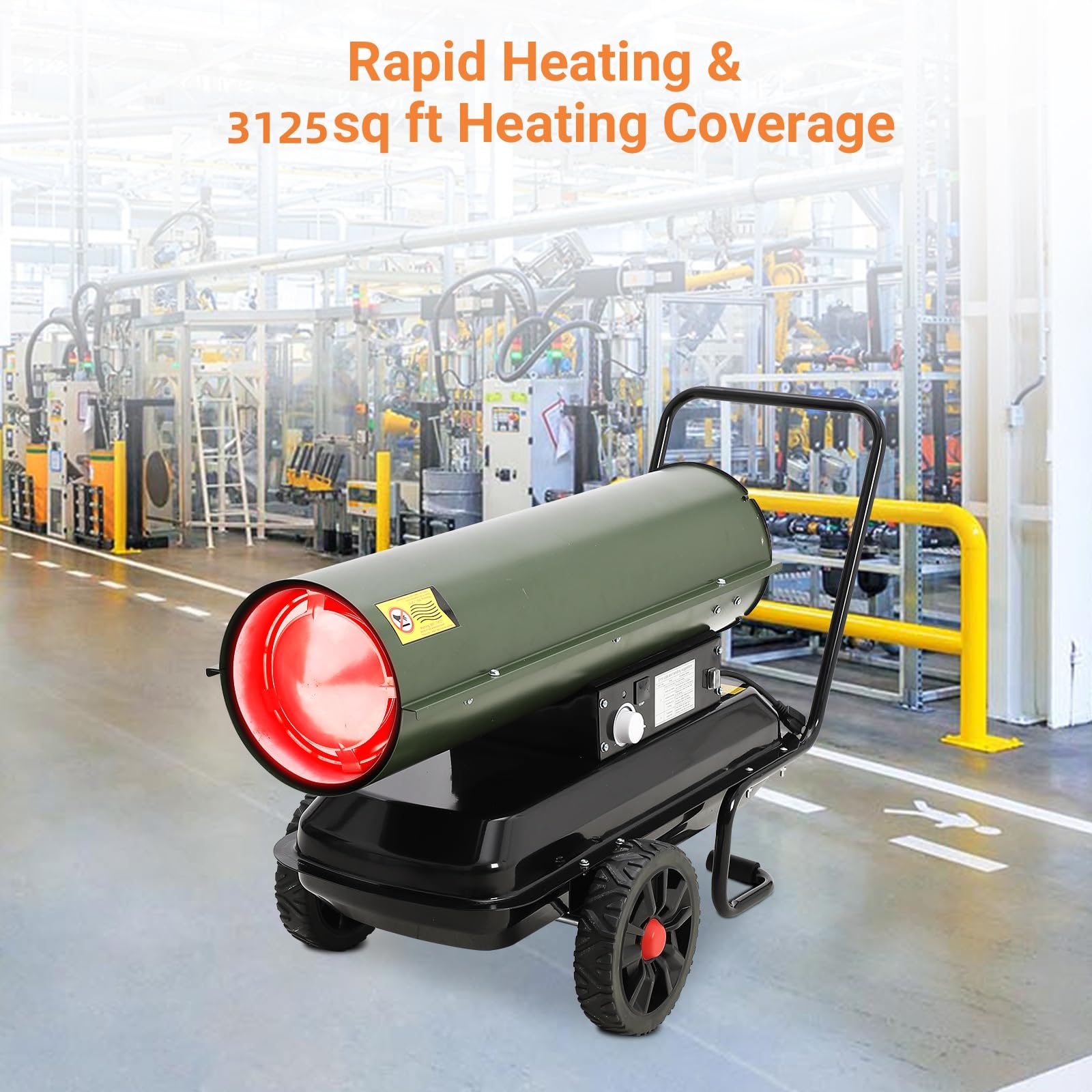 Garvee 125,000 BTU Forced Air Diesel Heater & Kerosene Heater, Portable Space Heater for Jobsite, Garage, Construction, 35.2x21.5x26.4 inches, Black