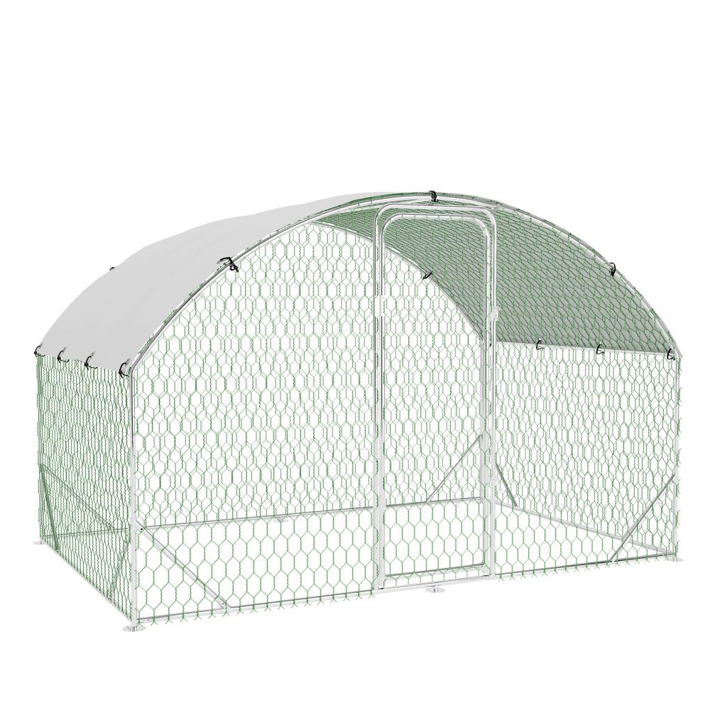 Garvee Large Metal Chicken Coop, Upgrade Tri-Supporting Metal Chicken Run, Large Chicken Pen with Waterproof and Anti-UV Cover, for Duck Rabbit House Outdoor (9.8' W x 6.5' L x 6.5' H)