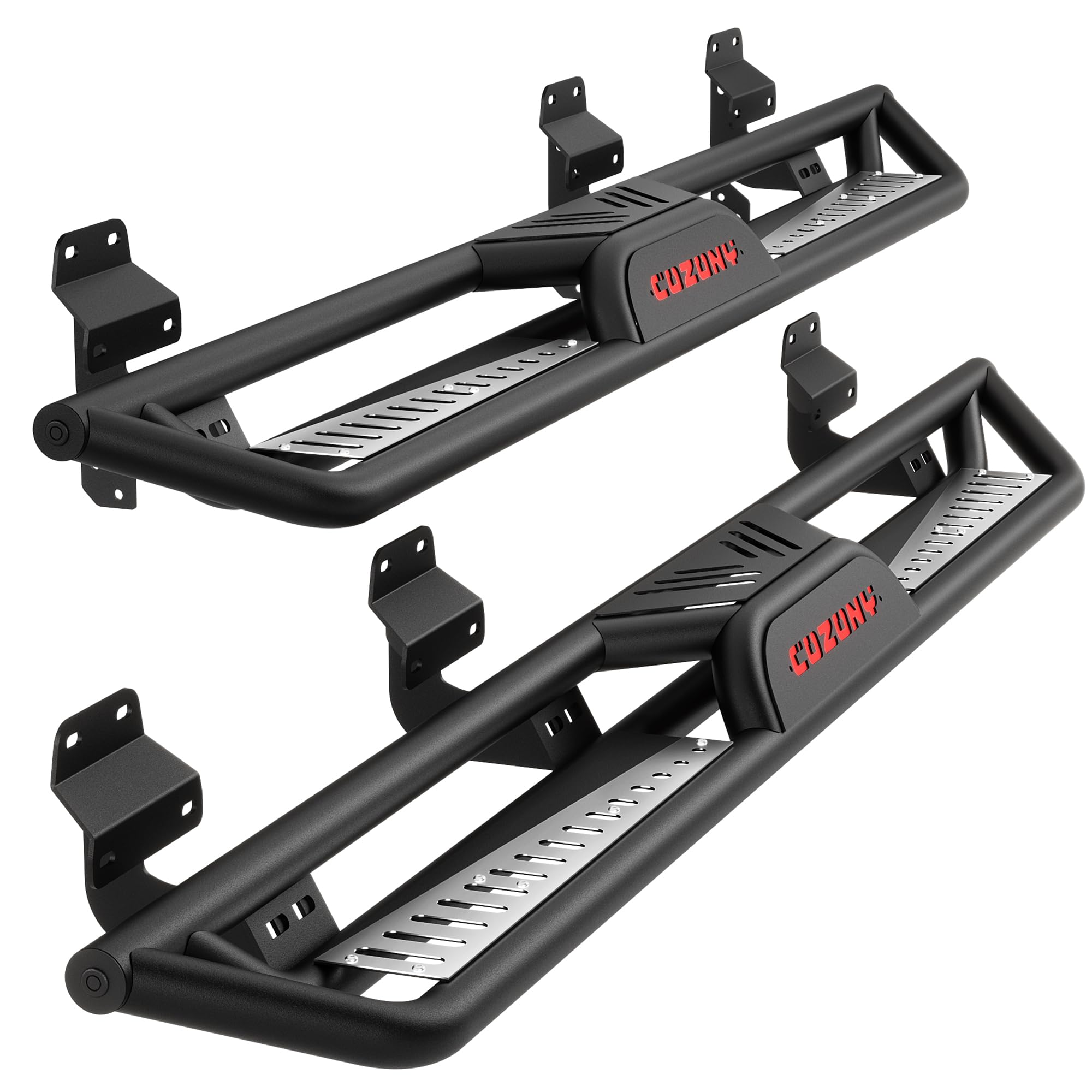 Garvee 6" Running Boards Non-Slip Design Rock Sliders Side Steps For 2015 - 2025 Ford F150 Super Crew Cab, Black Powder Coating
