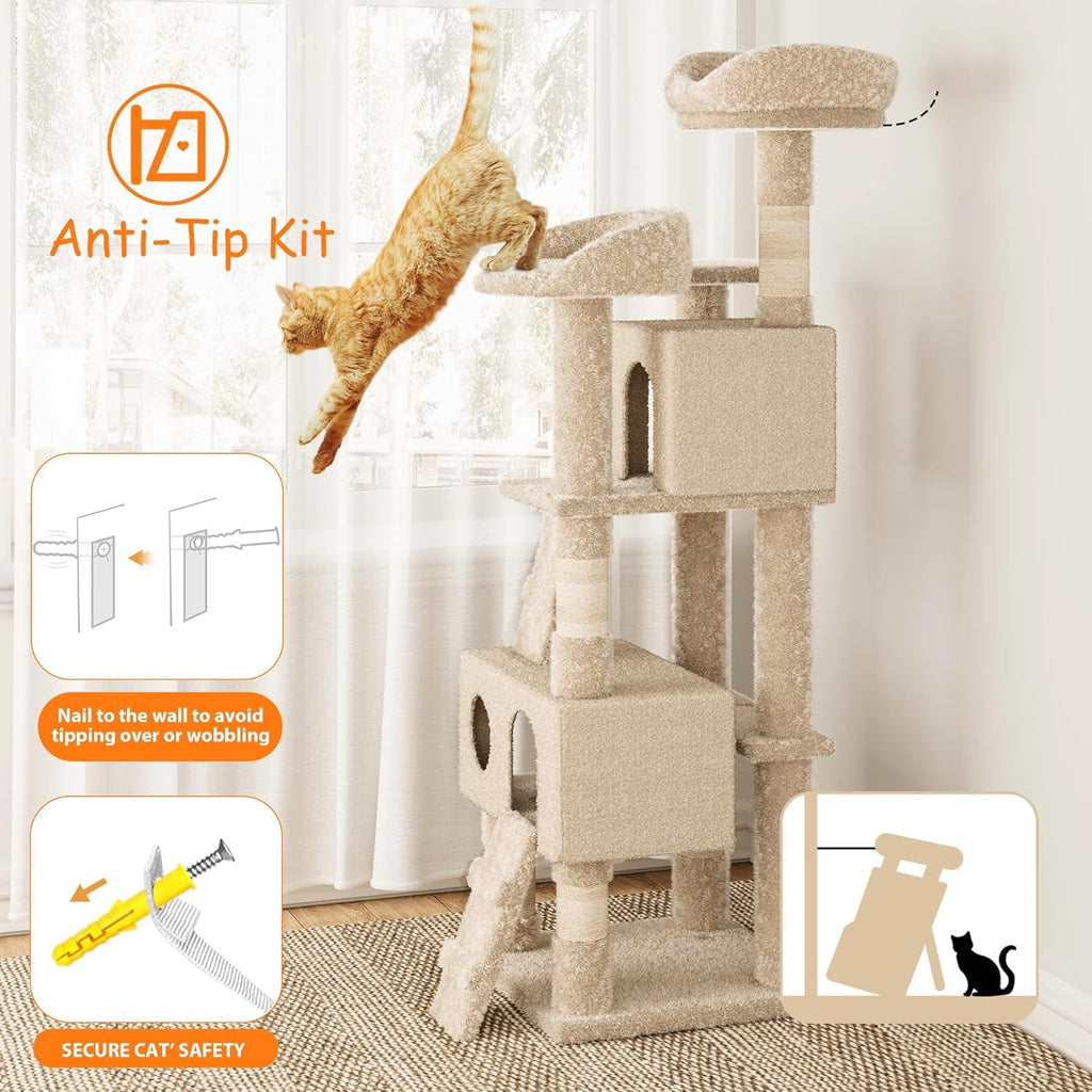 Garvee Cat Tree Tower, Multi-Level Cat Tower with Top Perch, Ladders, and Spacious Condo for Small and Large Cats
