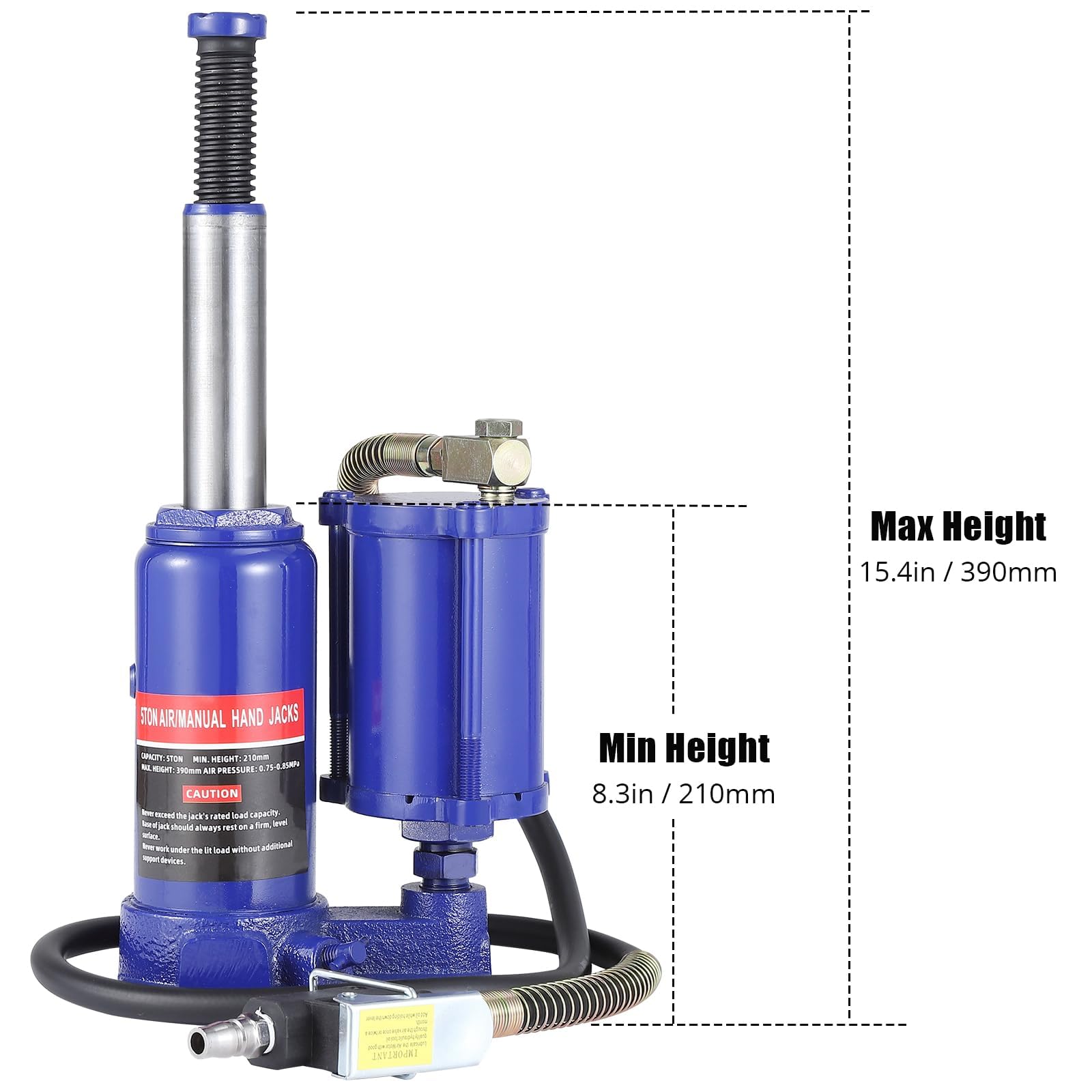 Garvee Pneumatic Air Hydraulic Bottle Jack with Manual Hand Pump, 12 Ton Capacity, Auto Repair and House Lift, Heavy-Duty Iron, Metal Nozzle