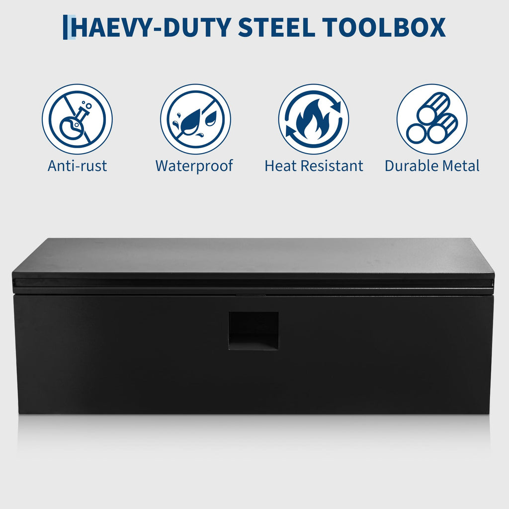 Garvee 48"x15" Heavy Duty Truck Tool Box with Dual Hydraulic Levers, for Pickup Bed, Garage & Workshop, Black