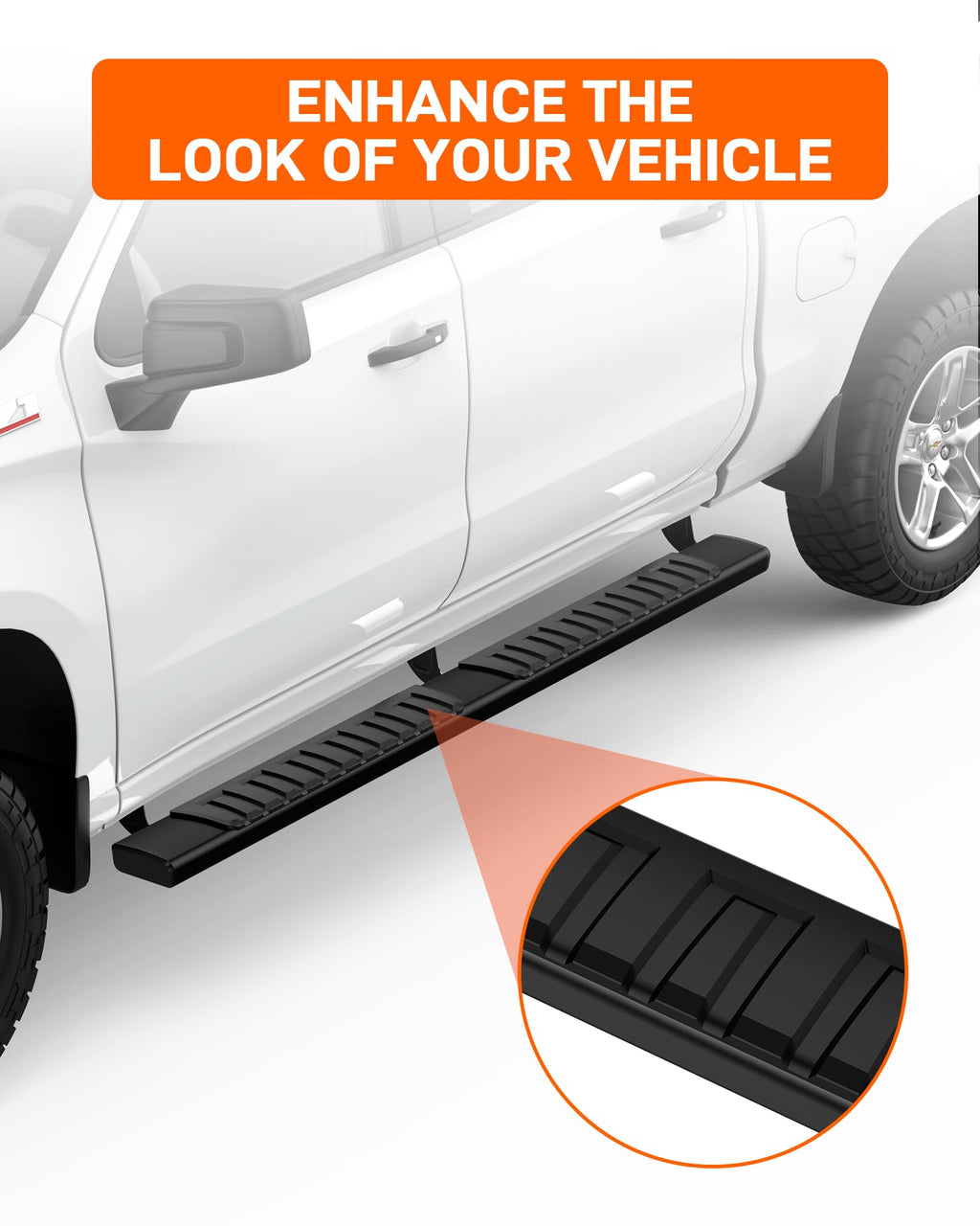 Garvee 6 Inch Running Boards - Compatible with 2015-2025 Chevrolet Colorado Crew Cab and 2015-2025 GMC Canyon Crew Cab (4 Full-Size Doors), Aluminum Side Steps Nerf Bars, Black