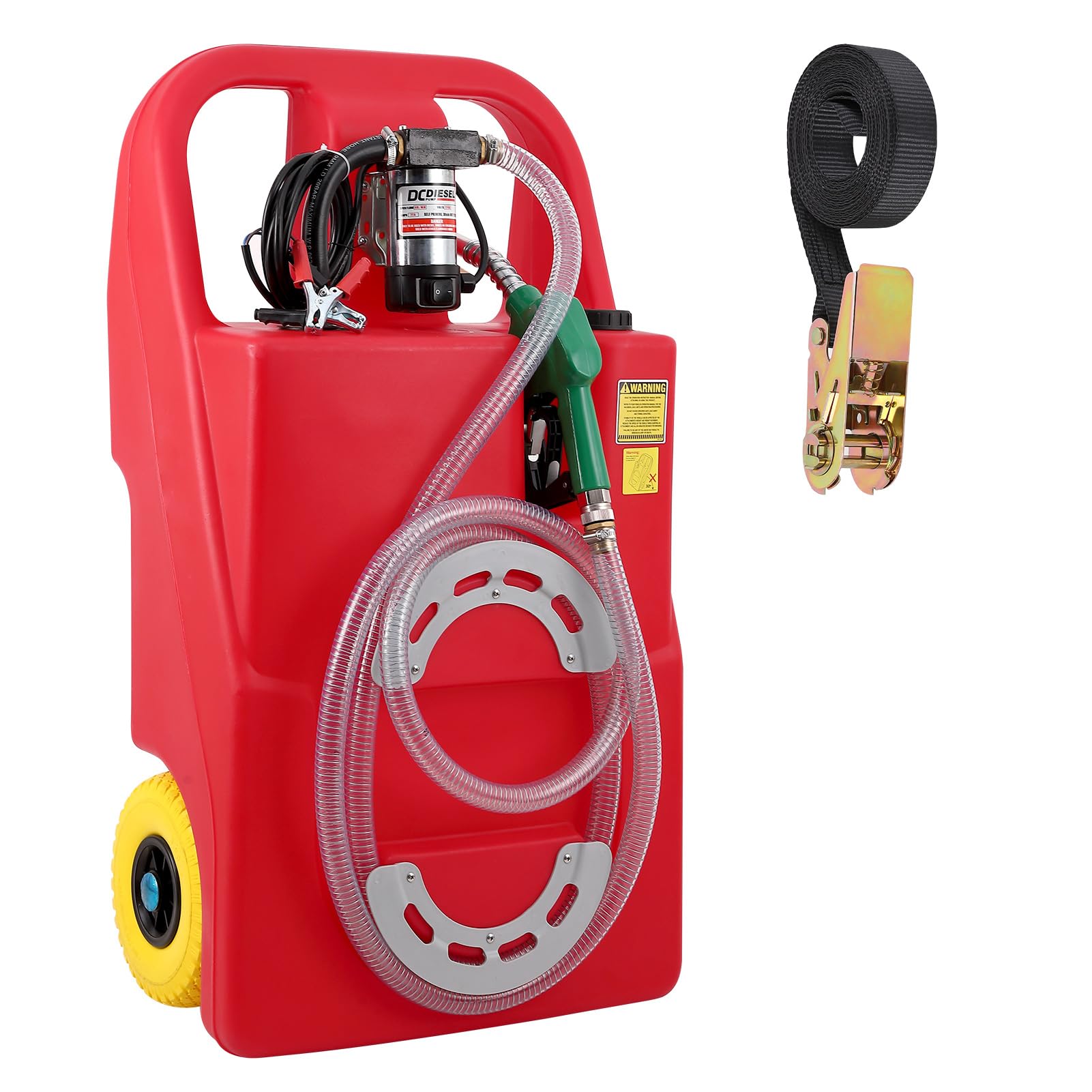 Garvee Fuel Caddy, 26 Gallon Portable Diesel Fuel Tank On-Wheels with Electric Fueling Nozzle & 360° Swivel Connector, Diesel Container with 12V DC 140W Transfer Pump for Cars, Trucks, Boats