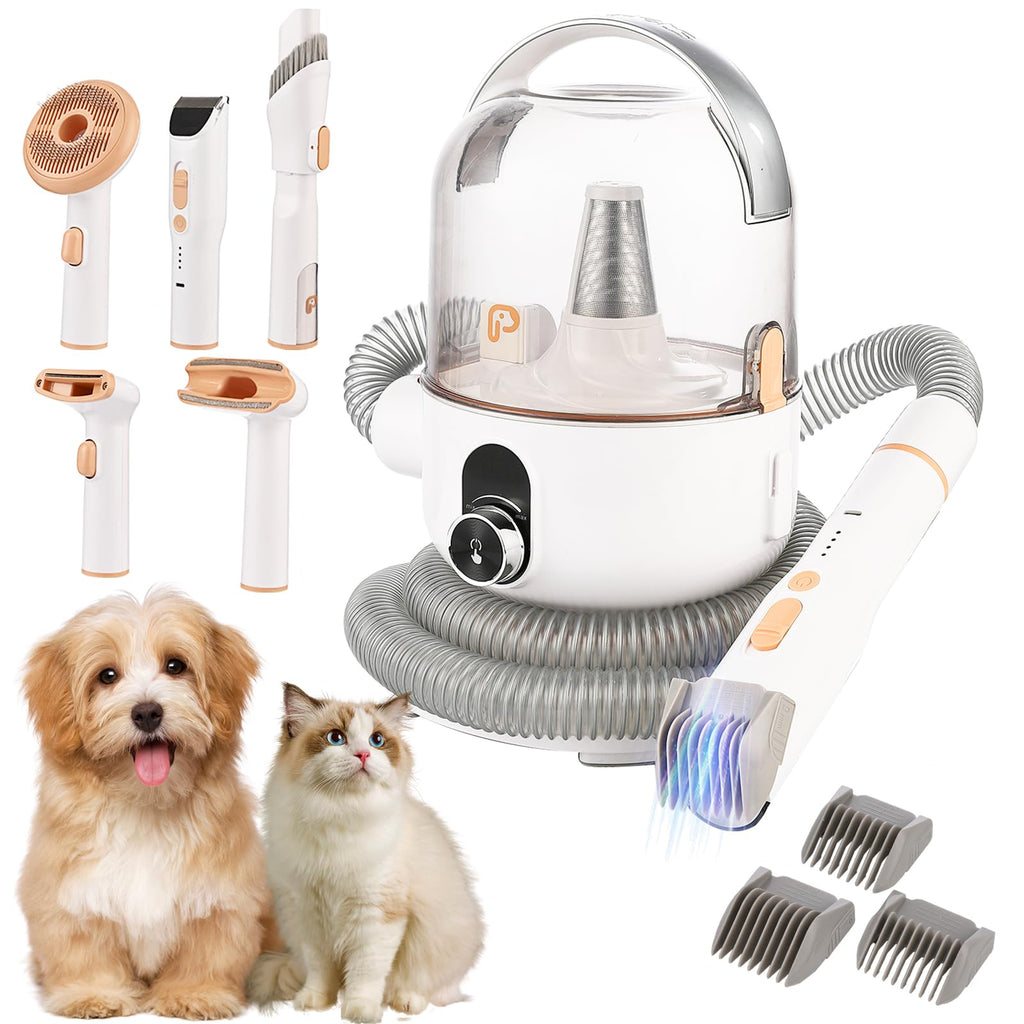 Garvee Pet Grooming Vacuum, 13.4Kpa Suction Power, 2 L Large Dust Cup Low Noise Dog Hair Remover , 5 Professional Grooming Kit for Dogs and Cats, Orange