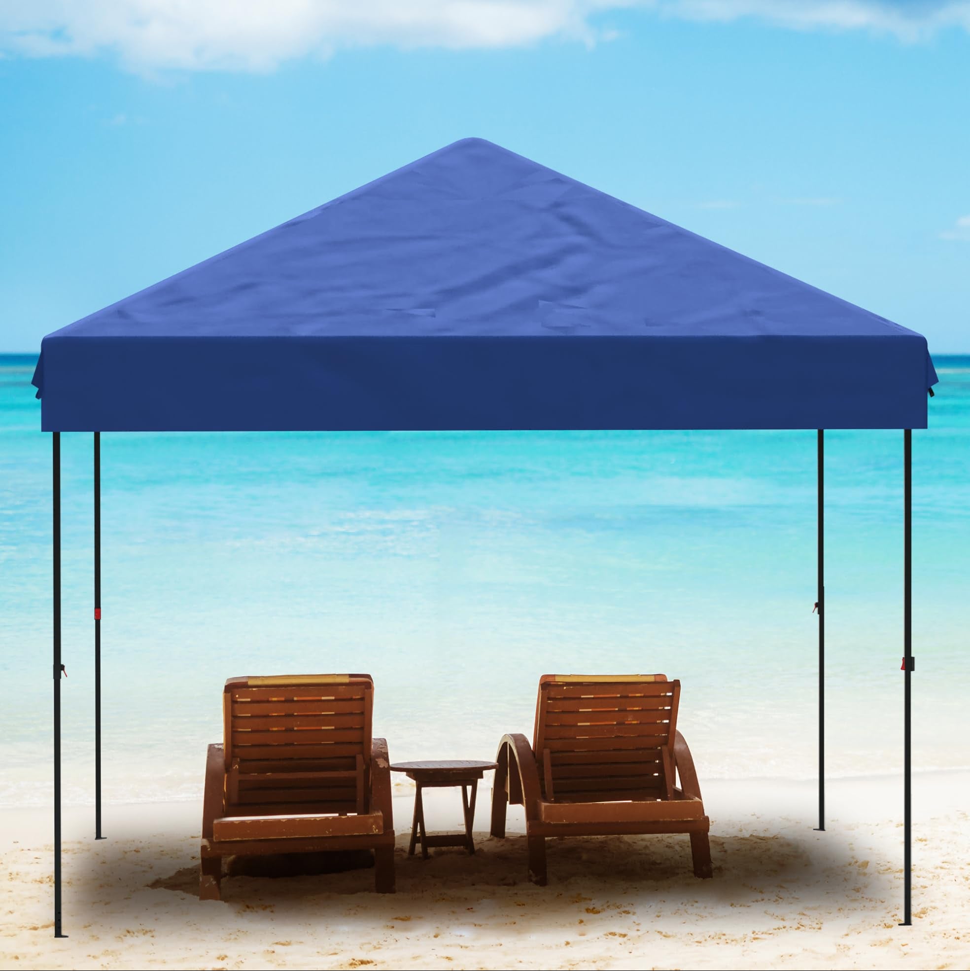 Garvee 10' x 10' Pop-Up Canopy Tent, Waterproof UPF50+ Commercial Instant Shelter with Roller Bag, Sandbags, Stakes & Ropes, Blue