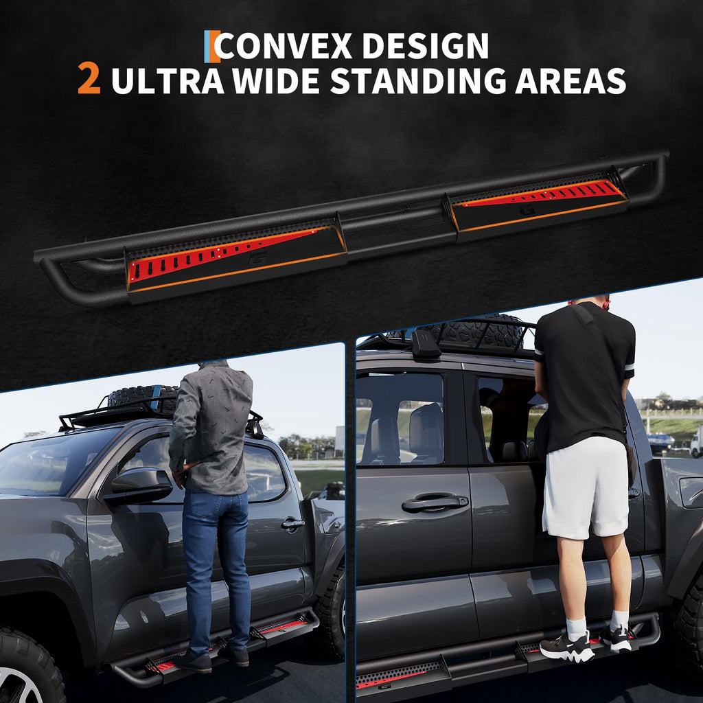 Garvee 6" Running Boards Compatible with 2005-2023 Toyota Tacoma Double Cab, Bolt-On Steel Side Steps, Black, Durable, Non-Slip, Customizable