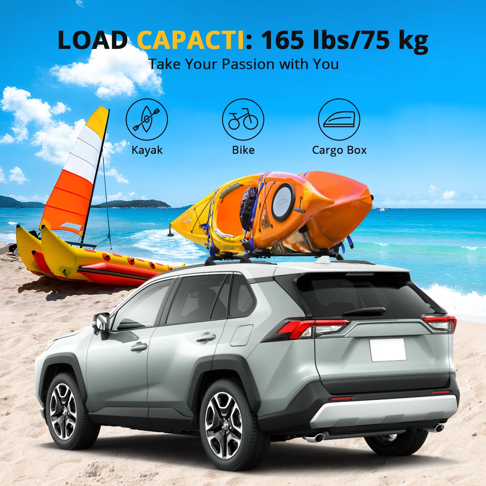Garvee Roof Rack Cross Bar Fit for 2019-2023 Toyota RAV4,Heavy Duty