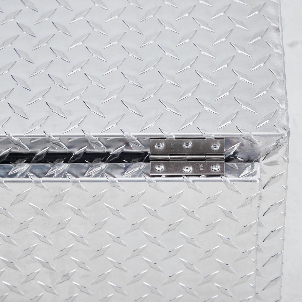 Garvee Aluminum Underbody Truck Box with T-Handle Latch, Waterproof Truck Storage Organizer Chest For Pick Up, RV Trailer, Durable Truck Side Tool Box with a Mesh Pocket-Silver