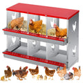 Garvee 6 Compartment Chicken Nesting Box - Heavy Duty Metal Coop with Roll Away Egg Collection, Perch, Lid Cover for Egg Protection - Wall Mount/Free Standing Nest Box for Chickens, Hens, Ducks