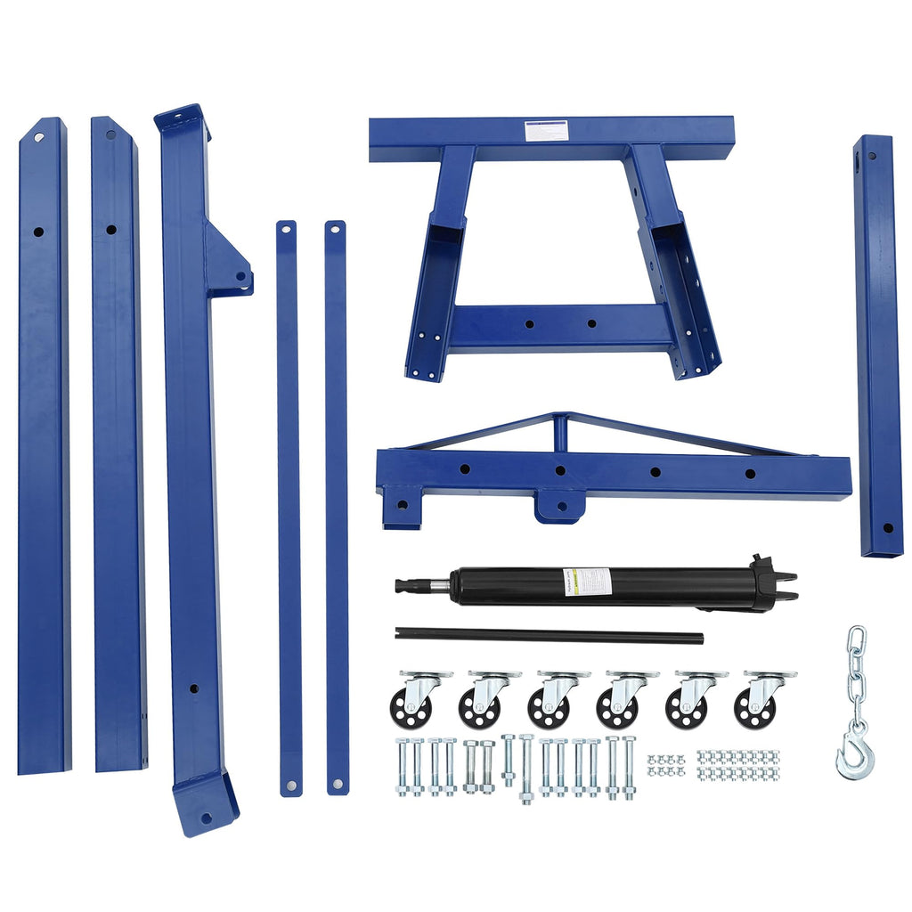 Garvee Engine Hoist Cherry Picker 2 Ton Folding Hydraulic Shop Crane with Telescopic Boom for Workshops Garage Blue
