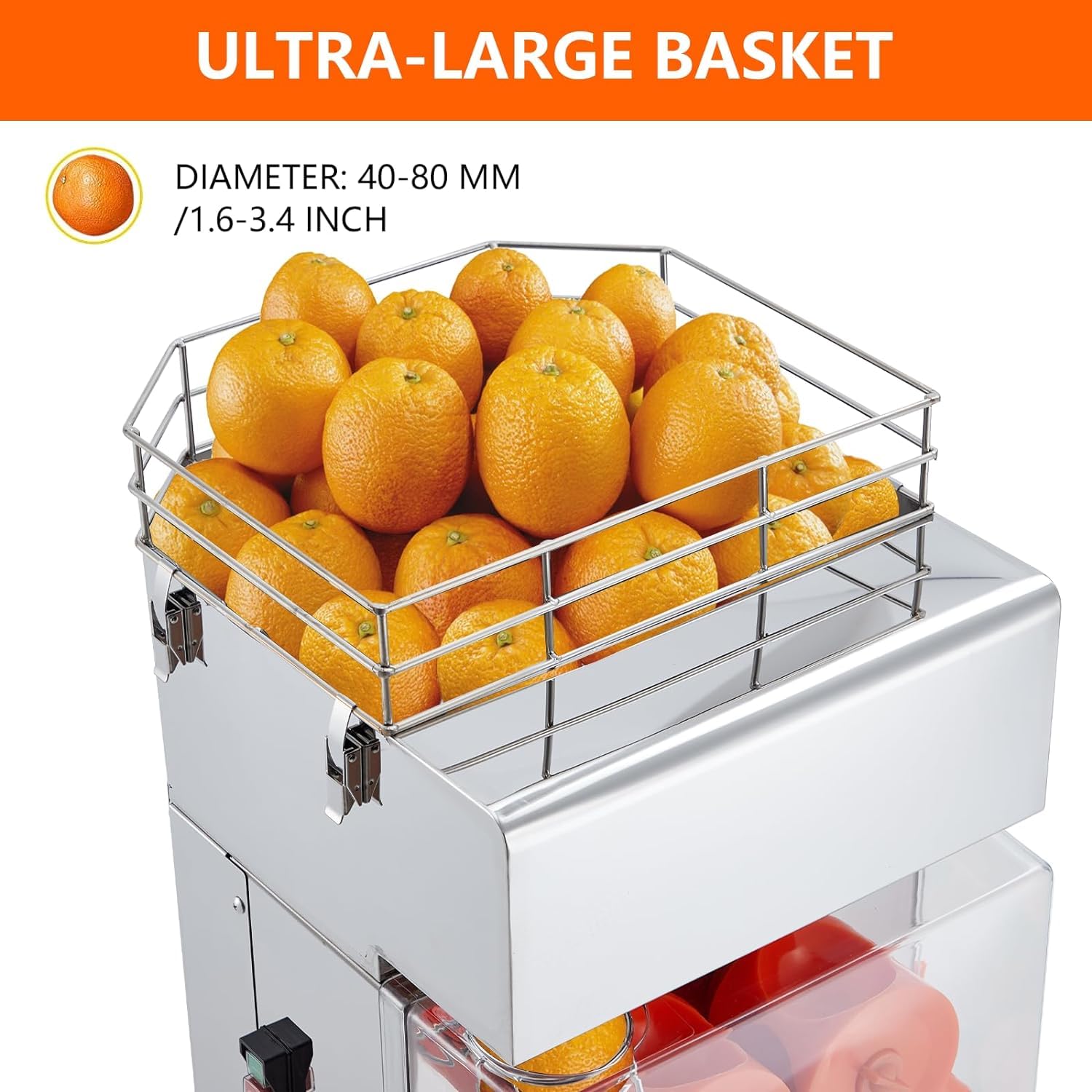Garvee Commercial Automatic Juicer Machine 120W (110V) – High-Speed 30 Oranges/Min, Detachable Filter & Peel Bins, SUS304/PP for Cafes/Gyms