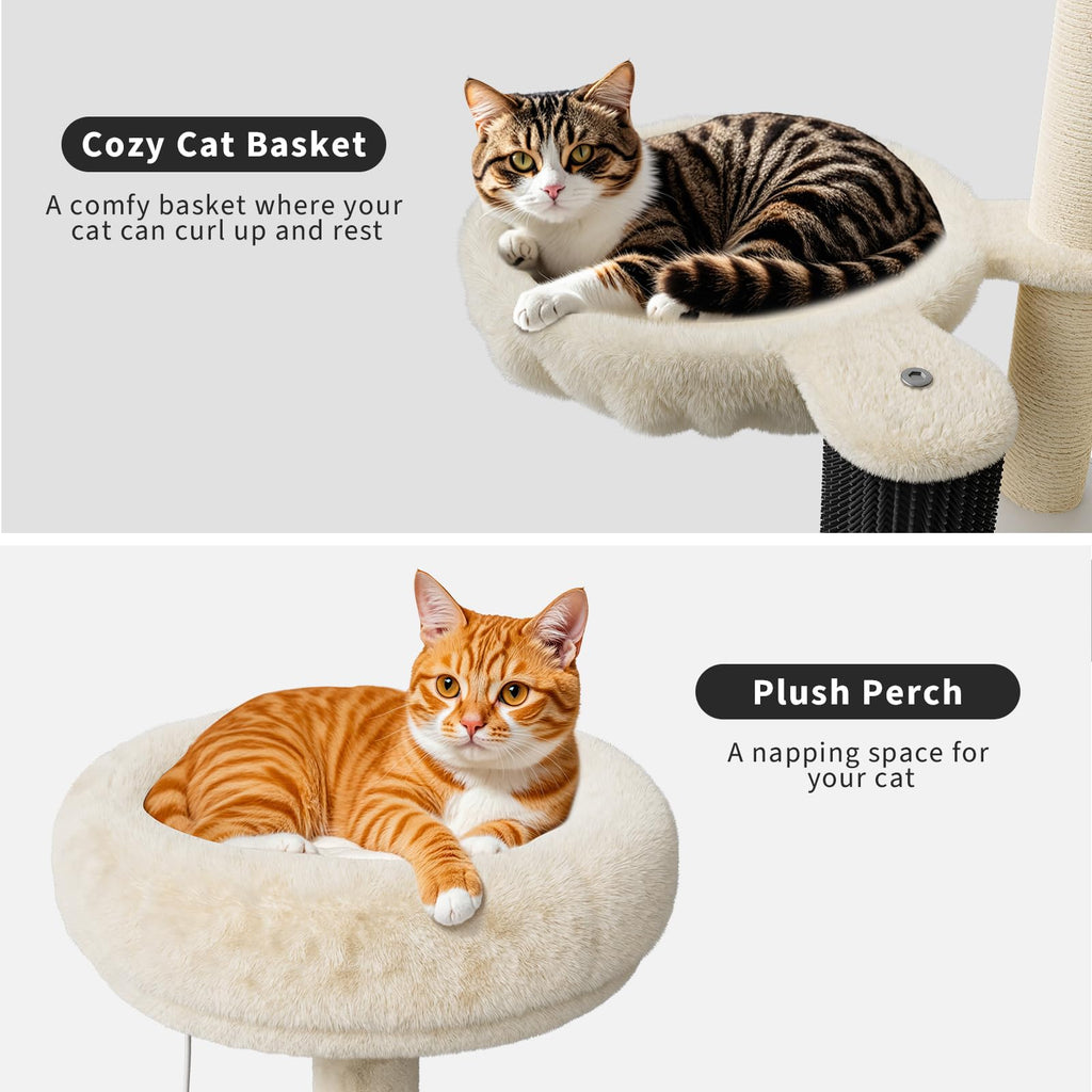 Garvee 55.1-Inch Cat Tree with Litter Box Enclosure 2-in-1 Modern Cat Tower White, Wooden Hidden Litter Box Furniture, Cat Condo, Hammock, Scratching Post