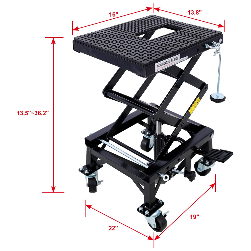 Garvee Platform Trucks 300 Lbs Hydraulic Motorcycle Scissor, One Size, Black