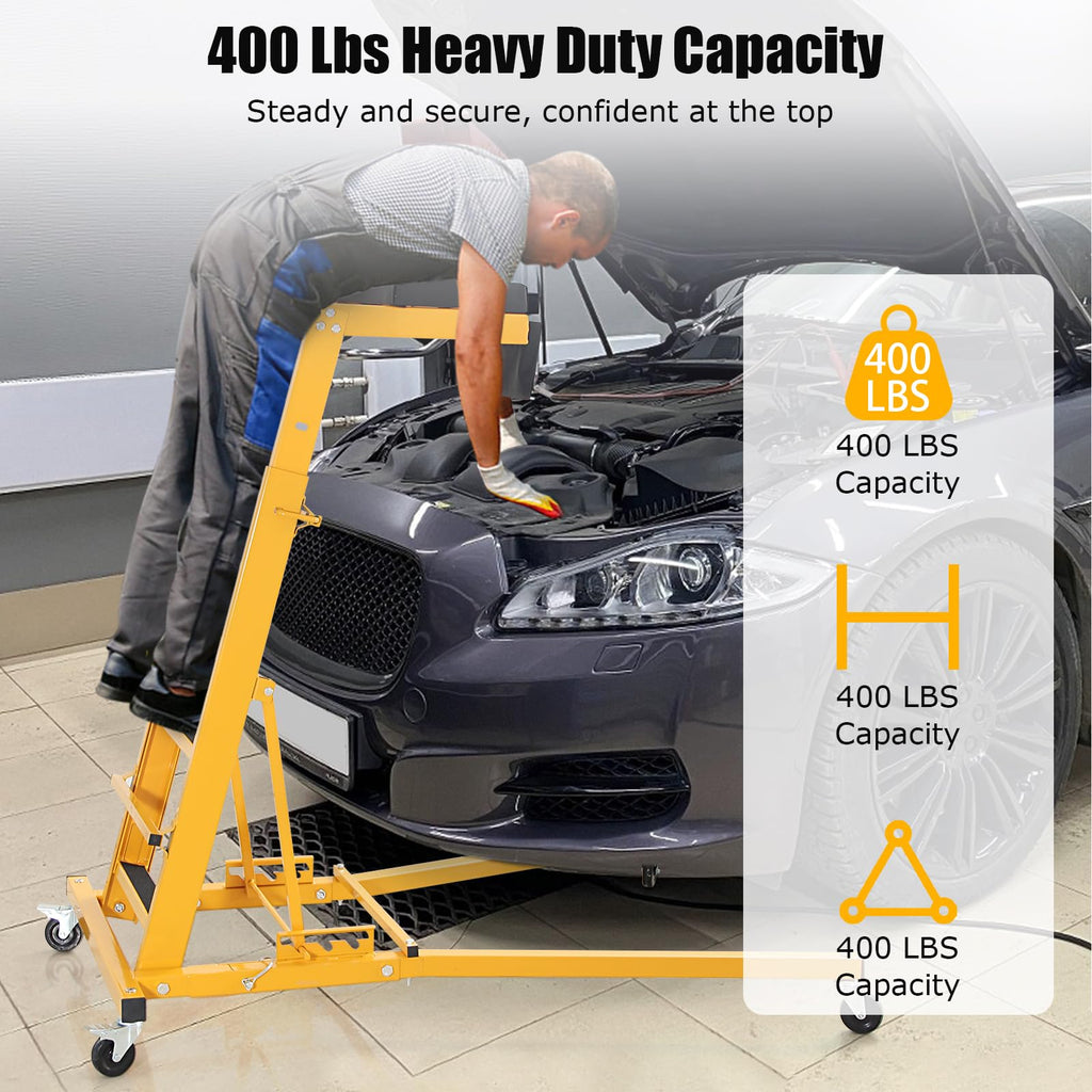 Garvee Automotive Engine Creeper, Engine Creeper with Adjustable Height 48" to 66"，400 LBS Engine Creeper, 4 Swivel Caster Wheels, Auto Repair and Maintenance - Yellow