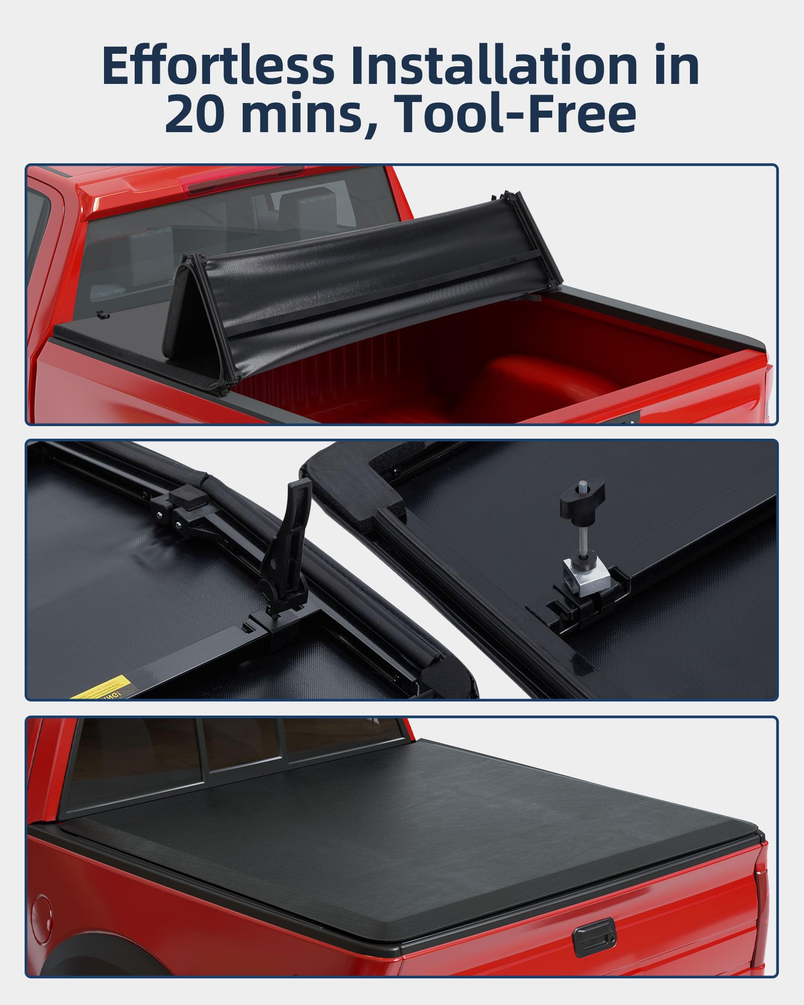 Garvee Soft Quad Fold Tonneau Cover for 2015-2025 Ford F150 5.5ft Bed