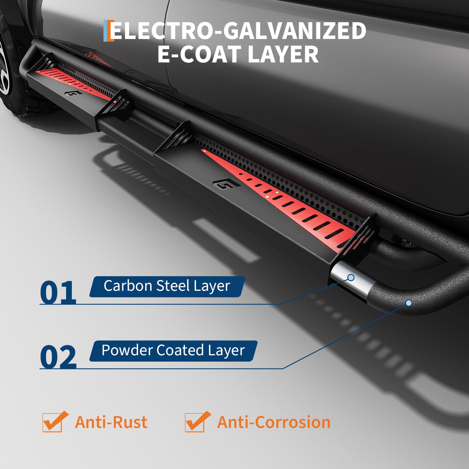 Garvee 6" Running Boards Compatible with 2005-2023 Toyota Tacoma Double Cab, Bolt-On Steel Side Steps, Black, Durable, Non-Slip, Customizable