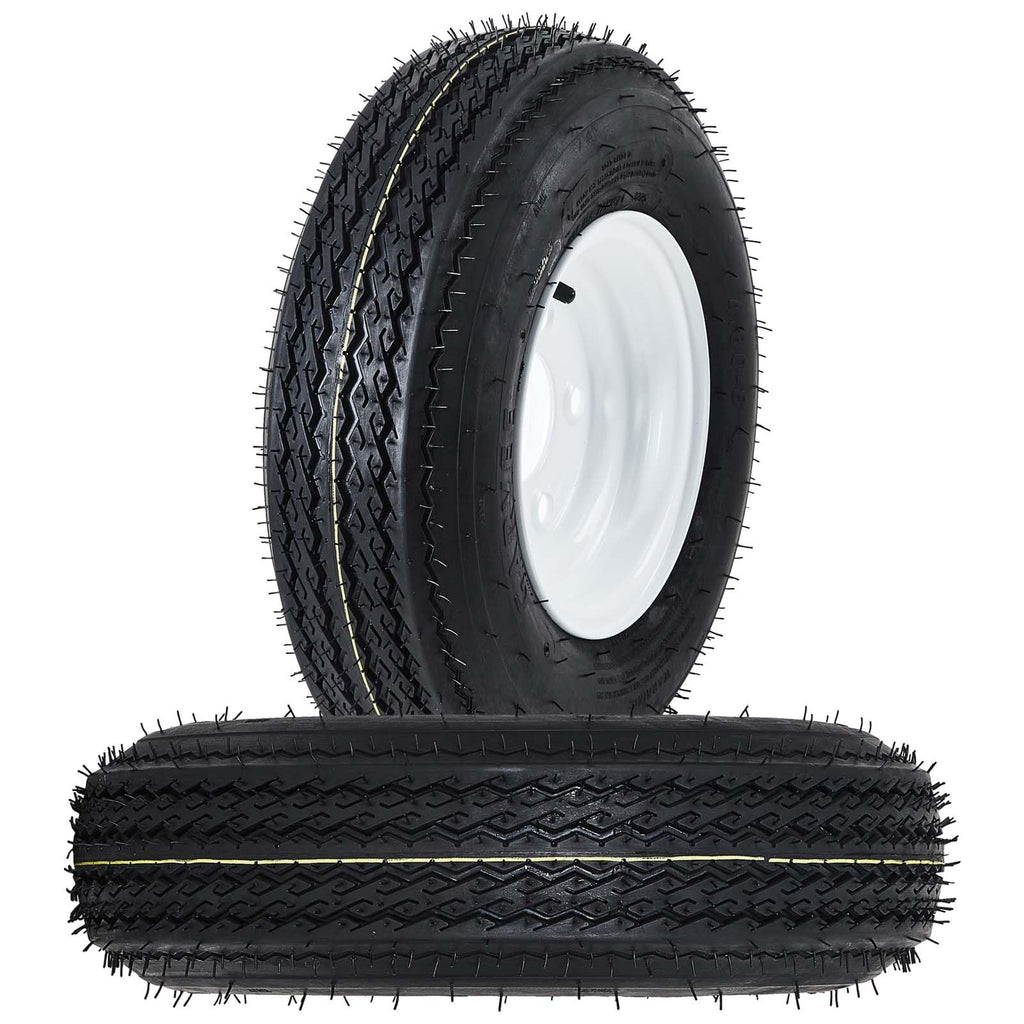 Garvee 4.80-8 Trailer Tire and Wheel Assembly, Heavy-Duty Load Range C 6PR, 8 Inch White Modular Wheel for Utility Boat Camper Trailers, Set of 2