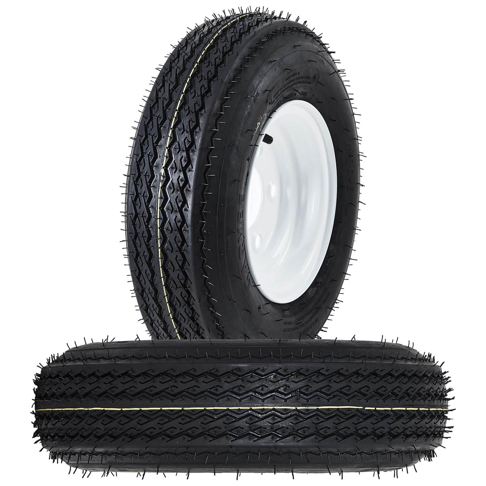 Garvee 4.80-8 Trailer Tire and Wheel Assembly, Heavy-Duty Load Range C 6PR, 8 Inch White Modular Wheel for Utility Boat Camper Trailers, Set of 2